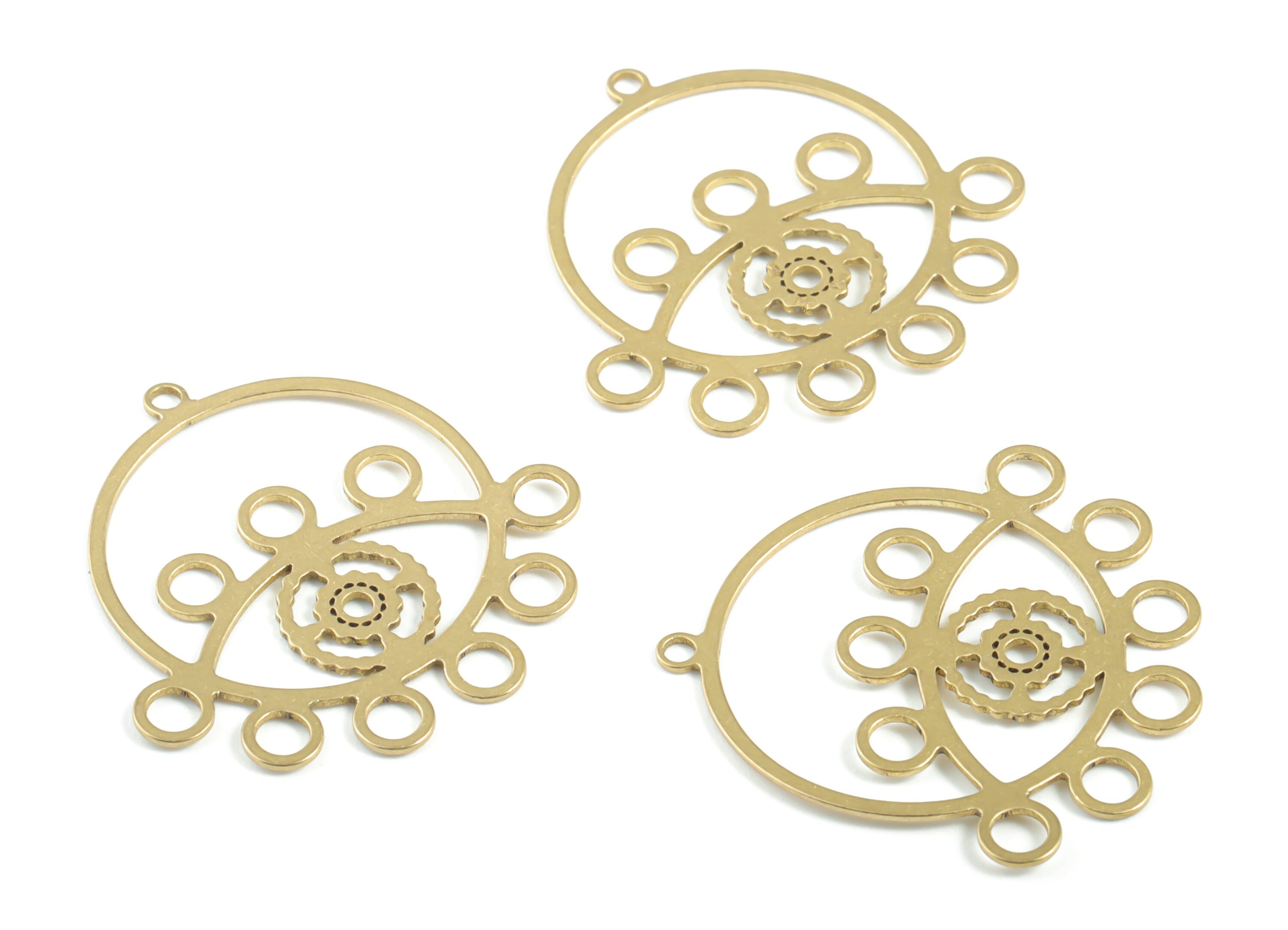 Brass Eye Earring Connector Hoop - Raw Brass Eye Circle Earring Charms - Earrings Finding - Jewelry Supplies - 29.83x29.23x0.66mm - PPM3276 - DOMEDBAZAAR