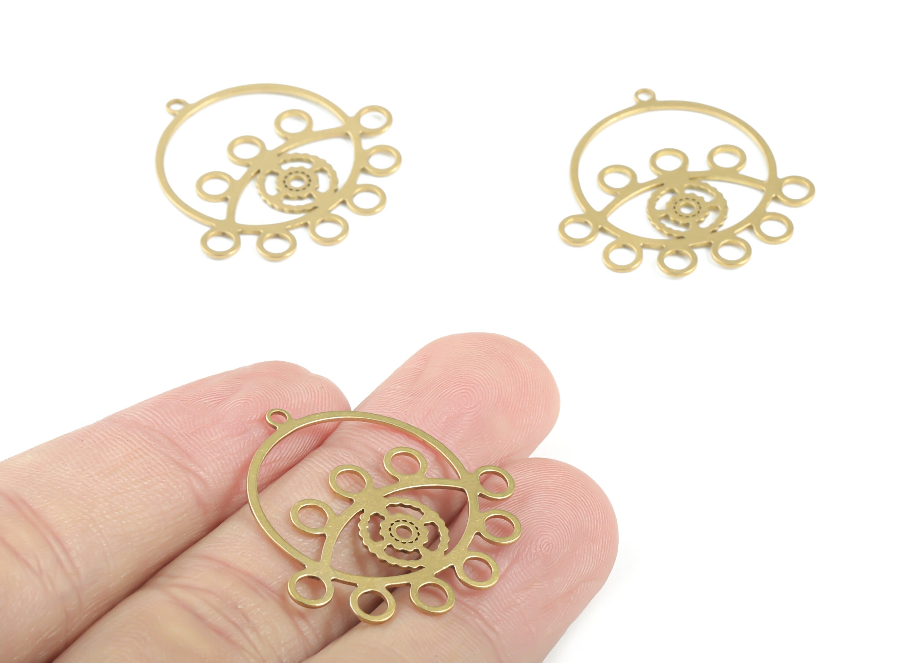 Brass Eye Earring Connector Hoop - Raw Brass Eye Circle Earring Charms - Earrings Finding - Jewelry Supplies - 29.83x29.23x0.66mm - PPM3276 - DOMEDBAZAAR