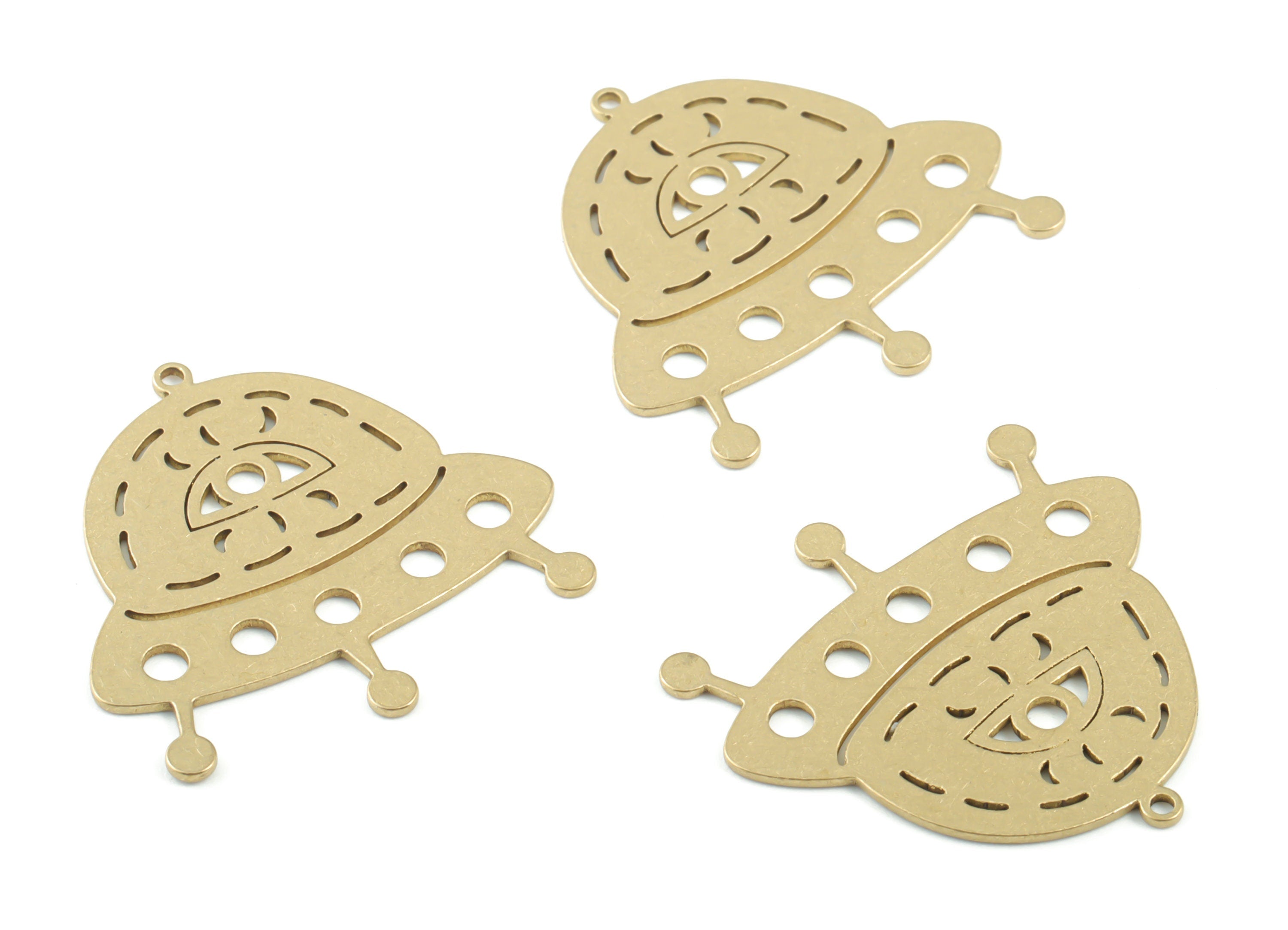 Brass UFO Earring Charms - Raw Brass UFO Pendant - Earrings Finding - Jewelry Supplies - 30.12x29.13x0.78mm - PPM3388 - DOMEDBAZAAR