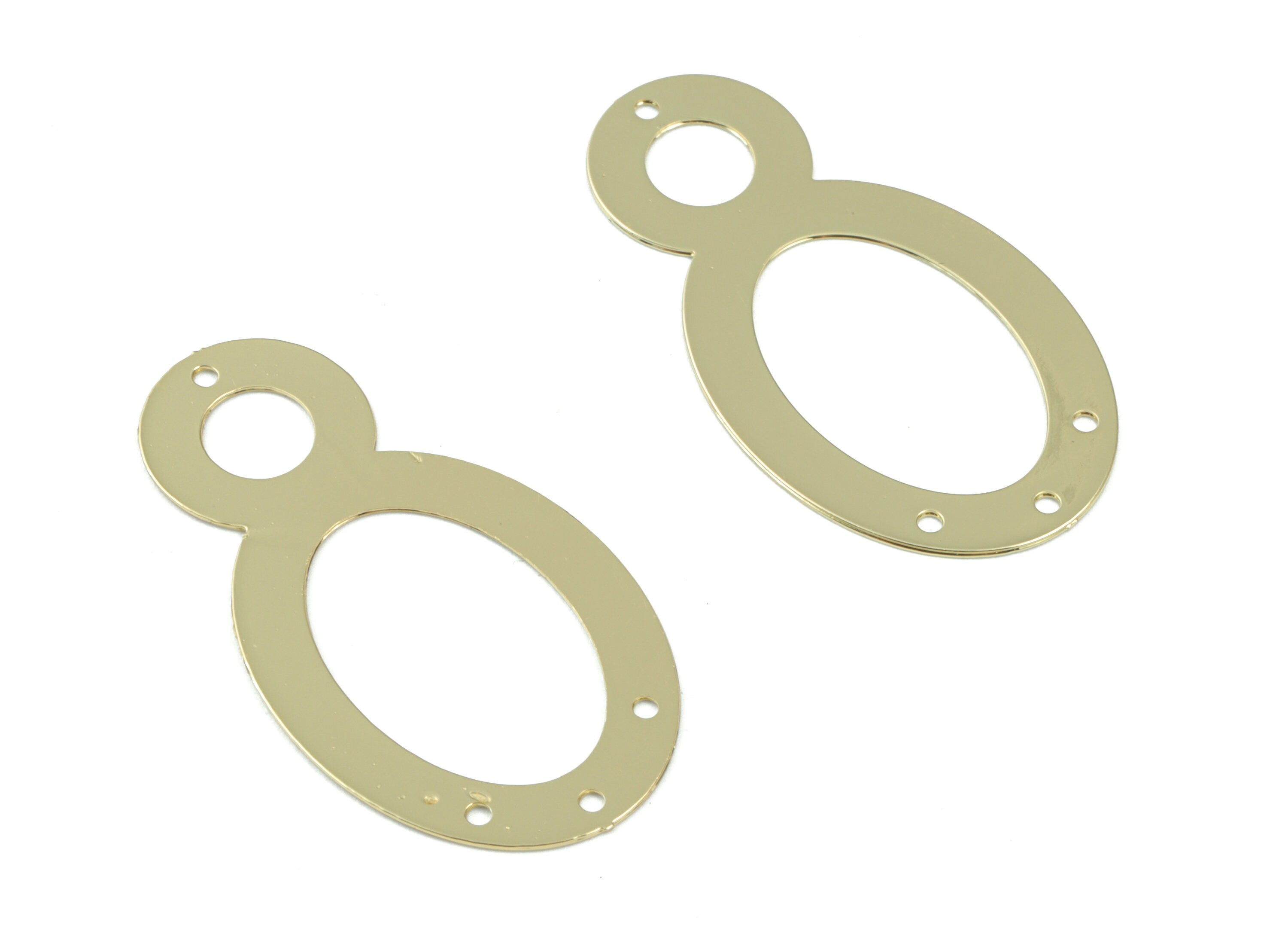 Gold Tone Plated Brass Round Circle Earrings - Brass 8 Earring Connector - 4 Holes - Jewelry Supplies - 33.75x18.69x0.3mm - JJB6254G - DOMEDBAZAAR