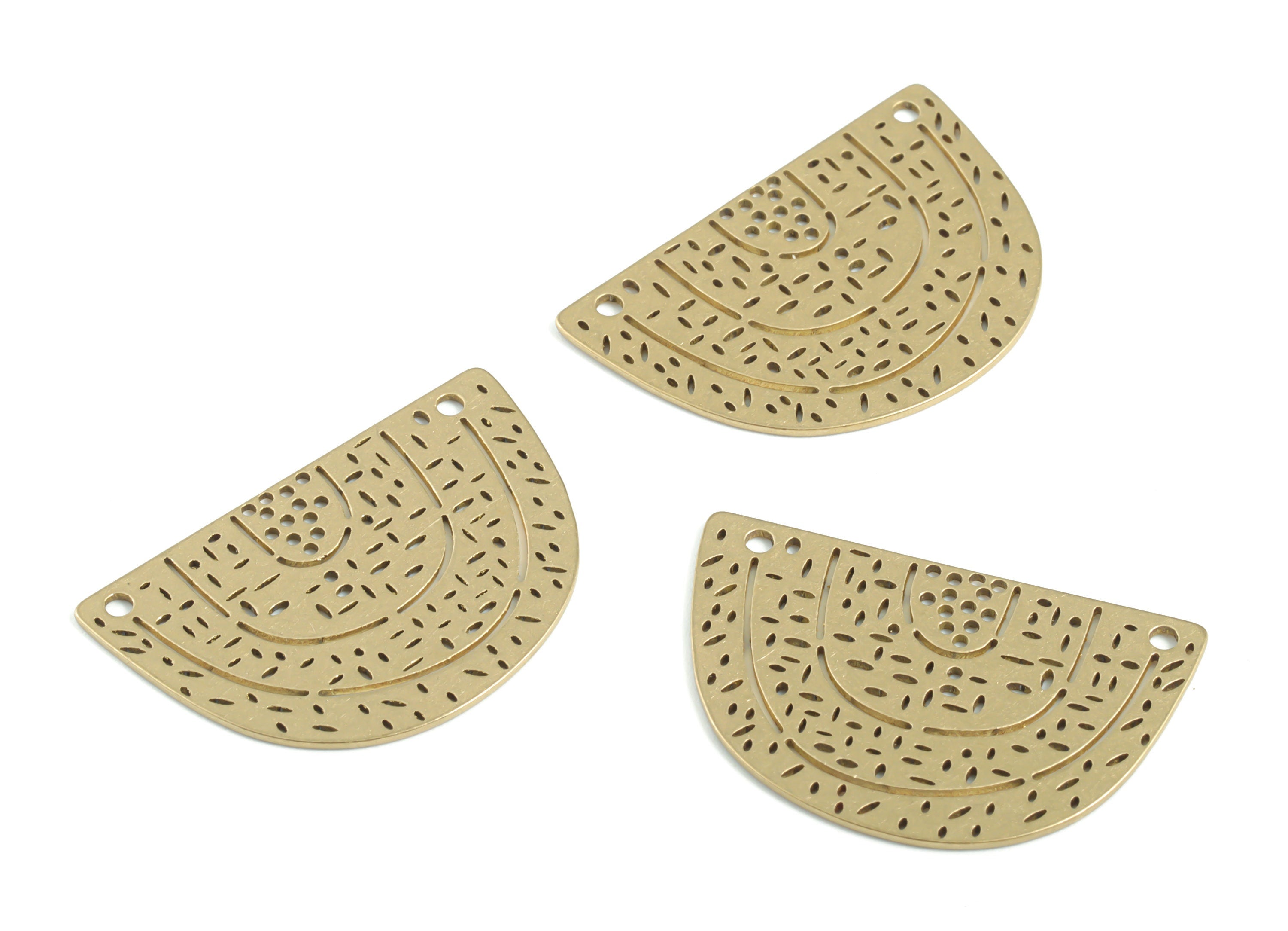 Brass Rainbow Earring Connector - Raw Brass Rainbow Earring Charms and Pendant - 2 Holes - Jewelry Supplies - 29.87x19.69x0.73mm - PPM3432 - DOMEDBAZAAR