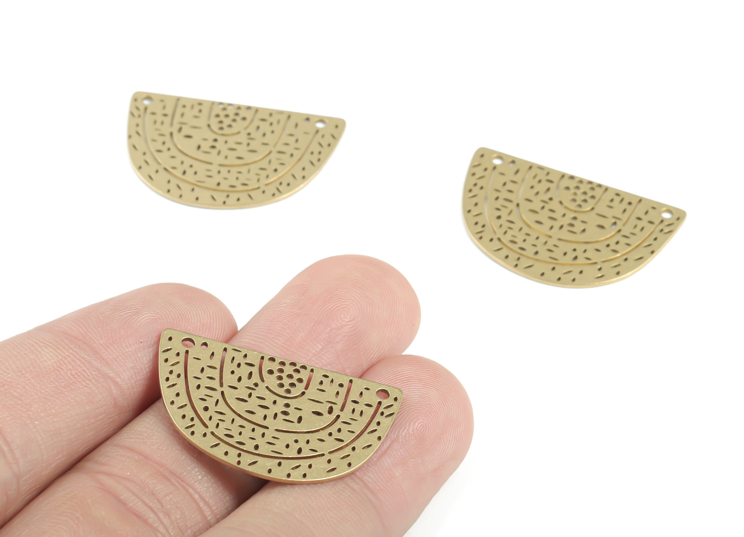 Brass Rainbow Earring Connector - Raw Brass Rainbow Earring Charms and Pendant - 2 Holes - Jewelry Supplies - 29.87x19.69x0.73mm - PPM3432 - DOMEDBAZAAR