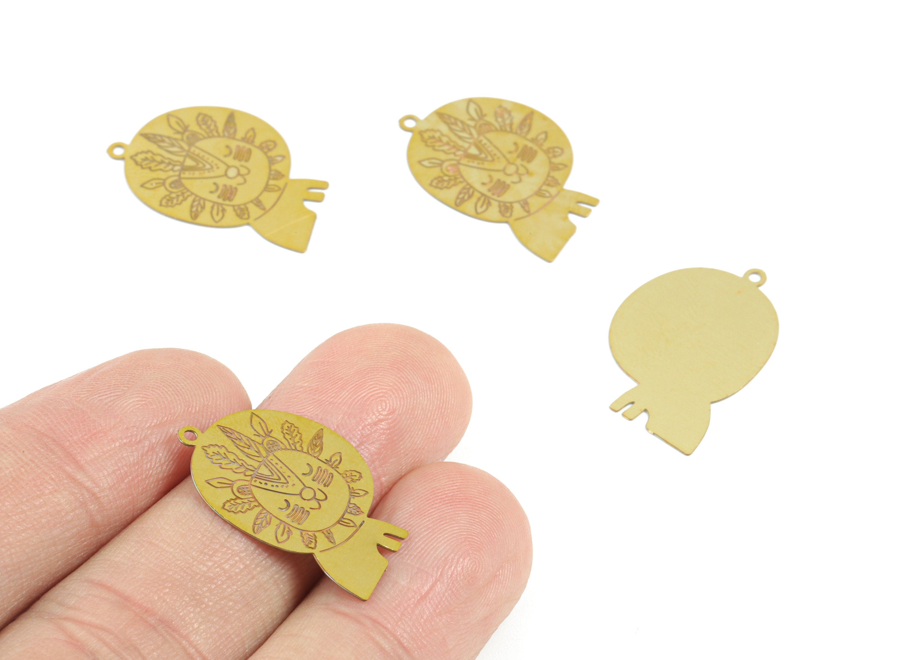 Brass Lion Earring Charms - Raw Brass Lion Earrings - Earring Findings - Jewelry Supplies - 23.33x16.17x0.29mm - JJC12001 - DOMEDBAZAAR