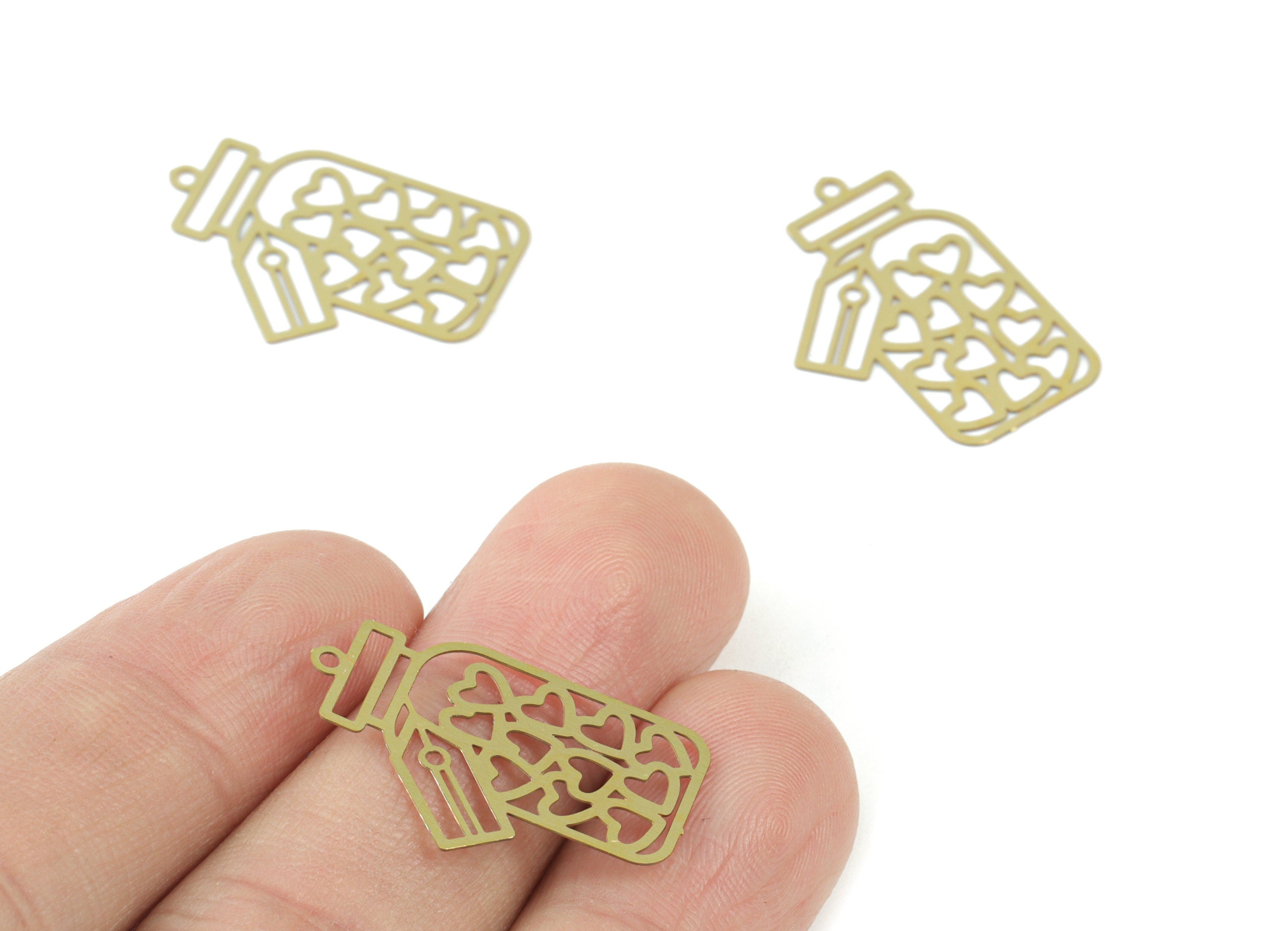 Brass Bottle Earring Charms - Raw Brass Bottle Pendant - Earring Findings - Jewelry Supplies - 25.44x17.32x0.28mm - JJC11998 - DOMEDBAZAAR