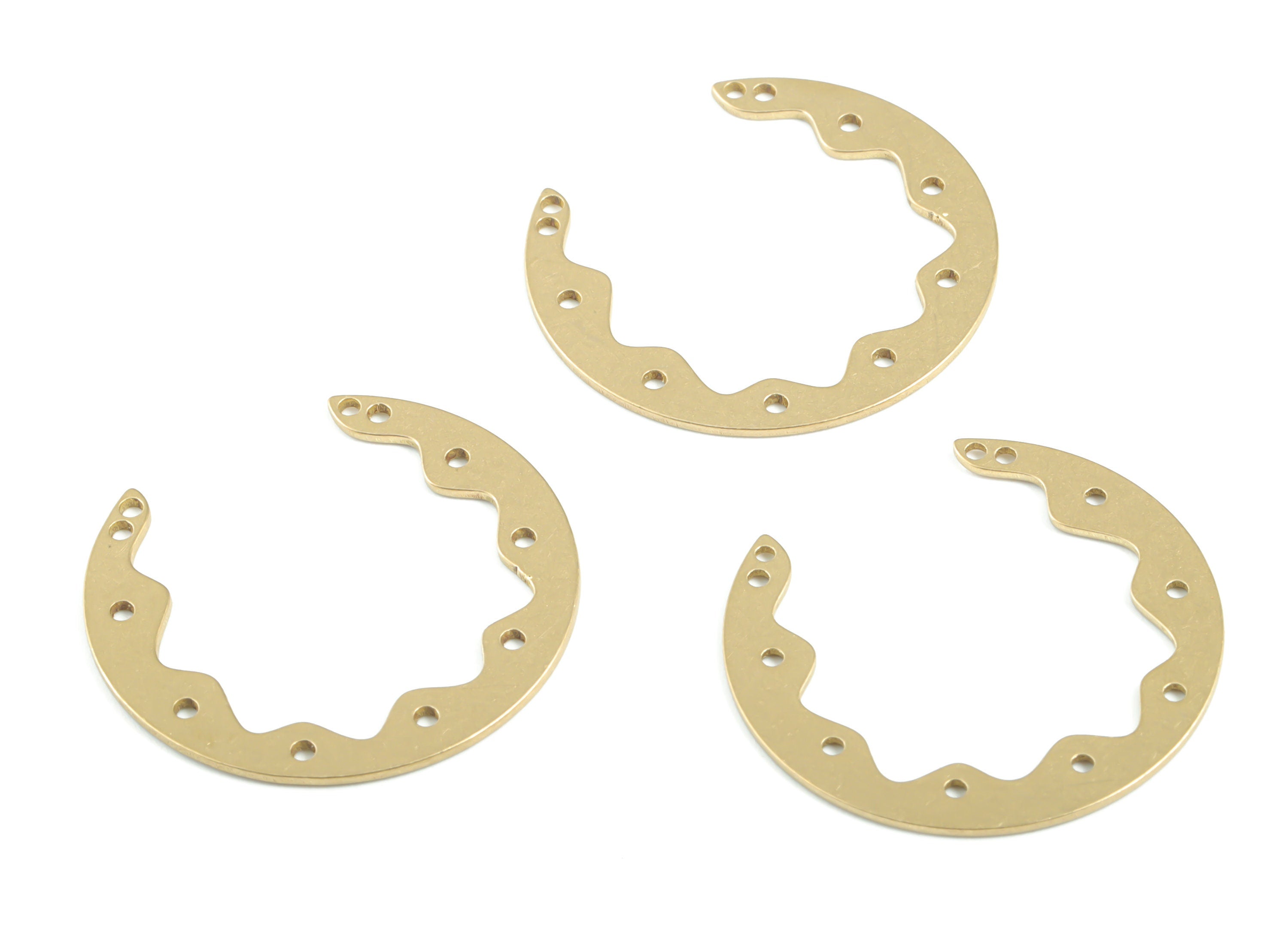 Brass Crescent Earring Connector - Raw Brass C Earring Charms - 11 Holes - Earrings Finding - Jewelry Supplies - 29.89x28.1x0.78mm - PPM3370 - DOMEDBAZAAR