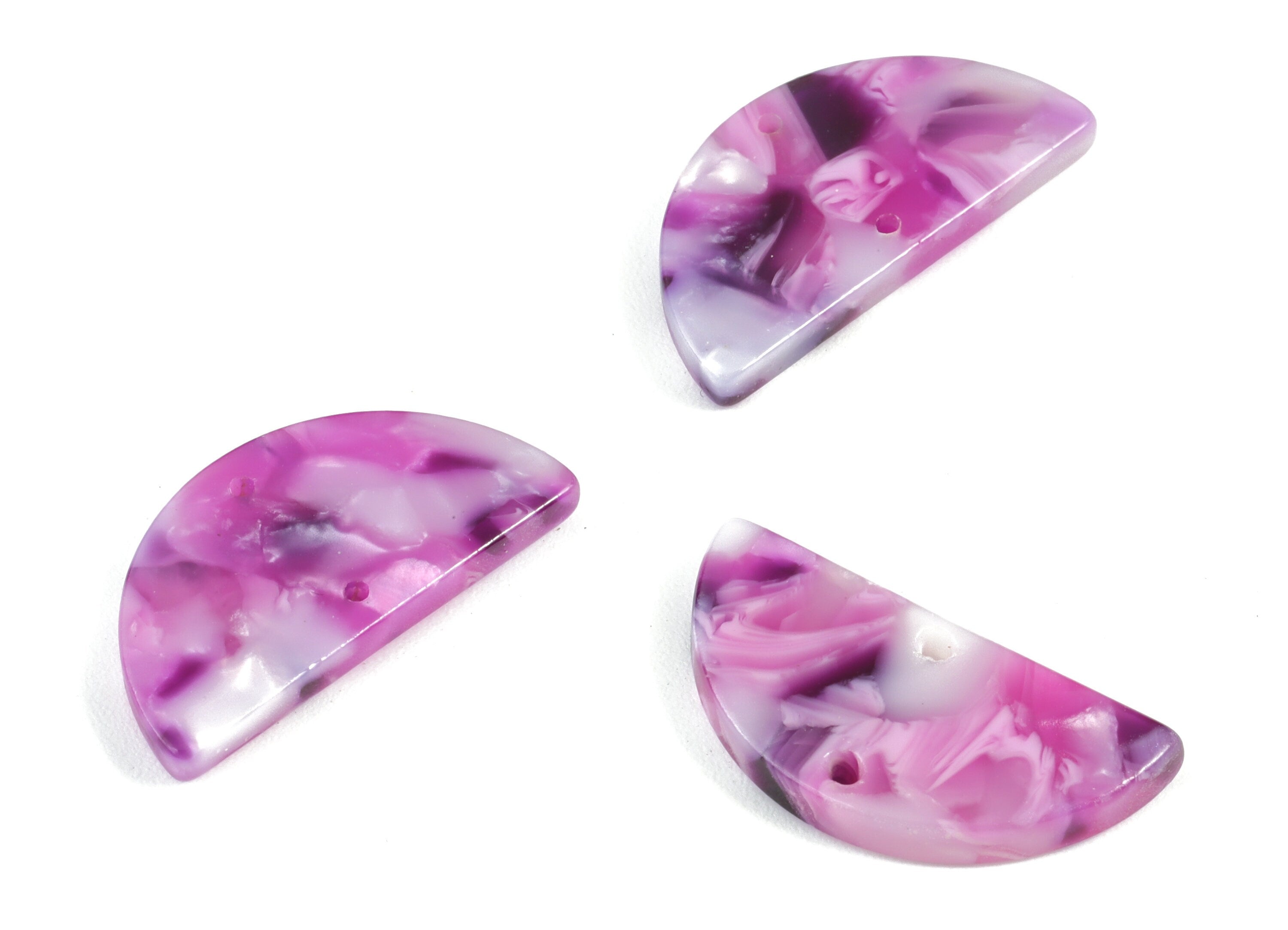 Acetate Semicircle Charms - Half Moon Earrings and Pendant - Earring Findings - Color Code: A224 - 23.33x11.7x2.7mm - AC1793-A224 - DOMEDBAZAAR