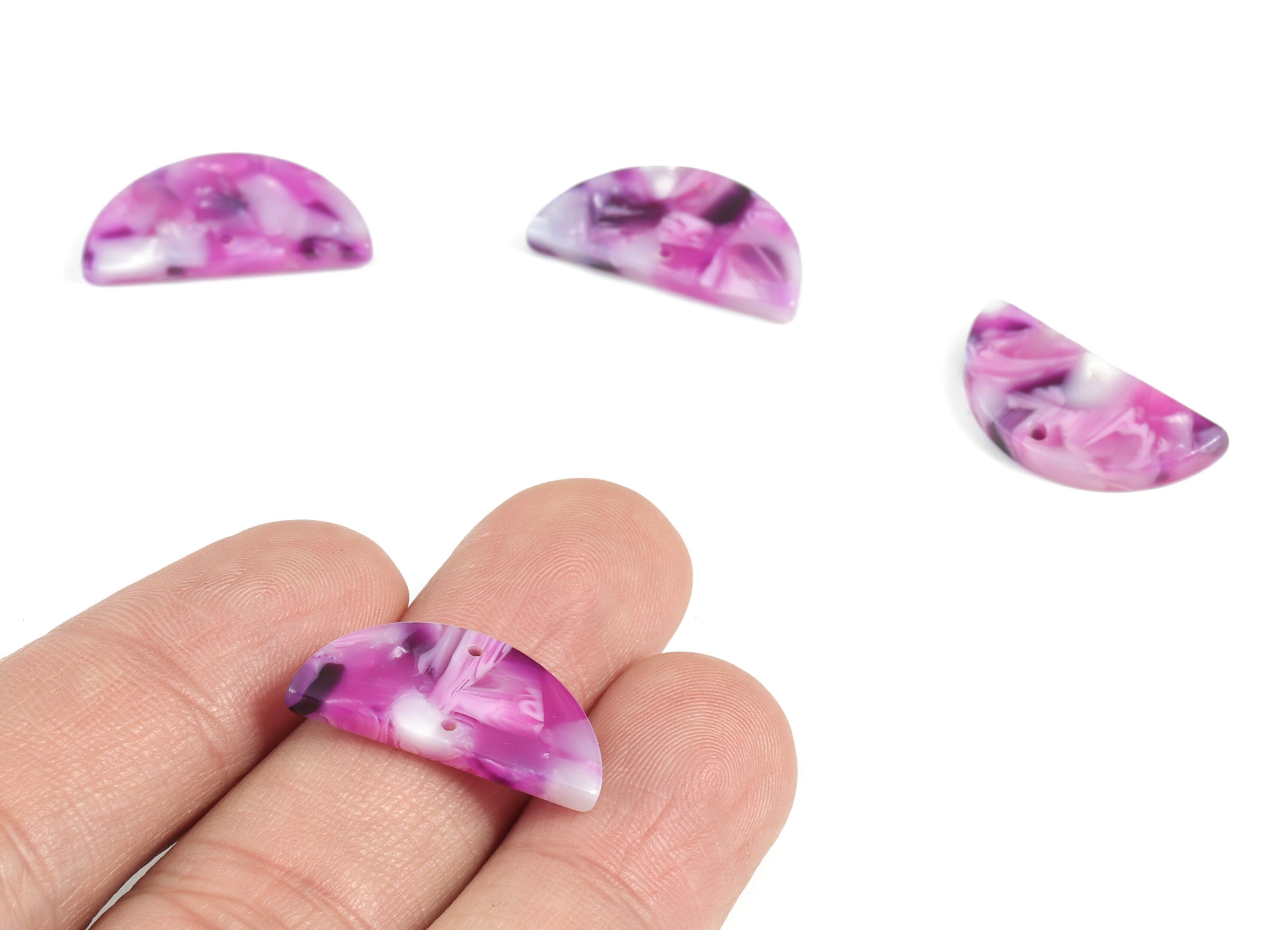 Acetate Semicircle Charms - Half Moon Earrings and Pendant - Earring Findings - Color Code: A224 - 23.33x11.7x2.7mm - AC1793-A224 - DOMEDBAZAAR