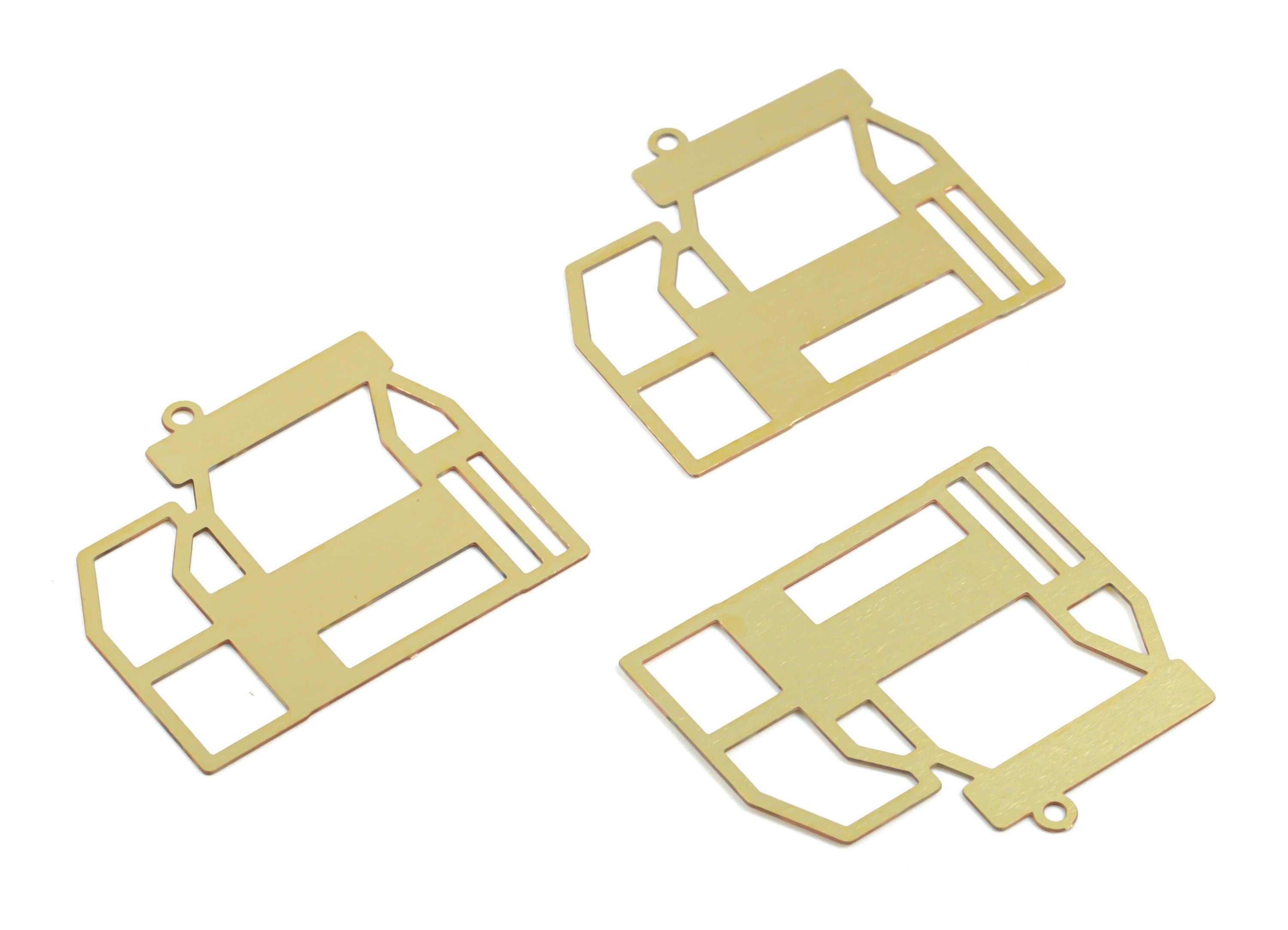 Brass House Earring Charms - Raw Brass Home Pendant - Earring Findings - Jewelry Supplies - 25.72x23.27x0.29mm - JJB6405 - DOMEDBAZAAR