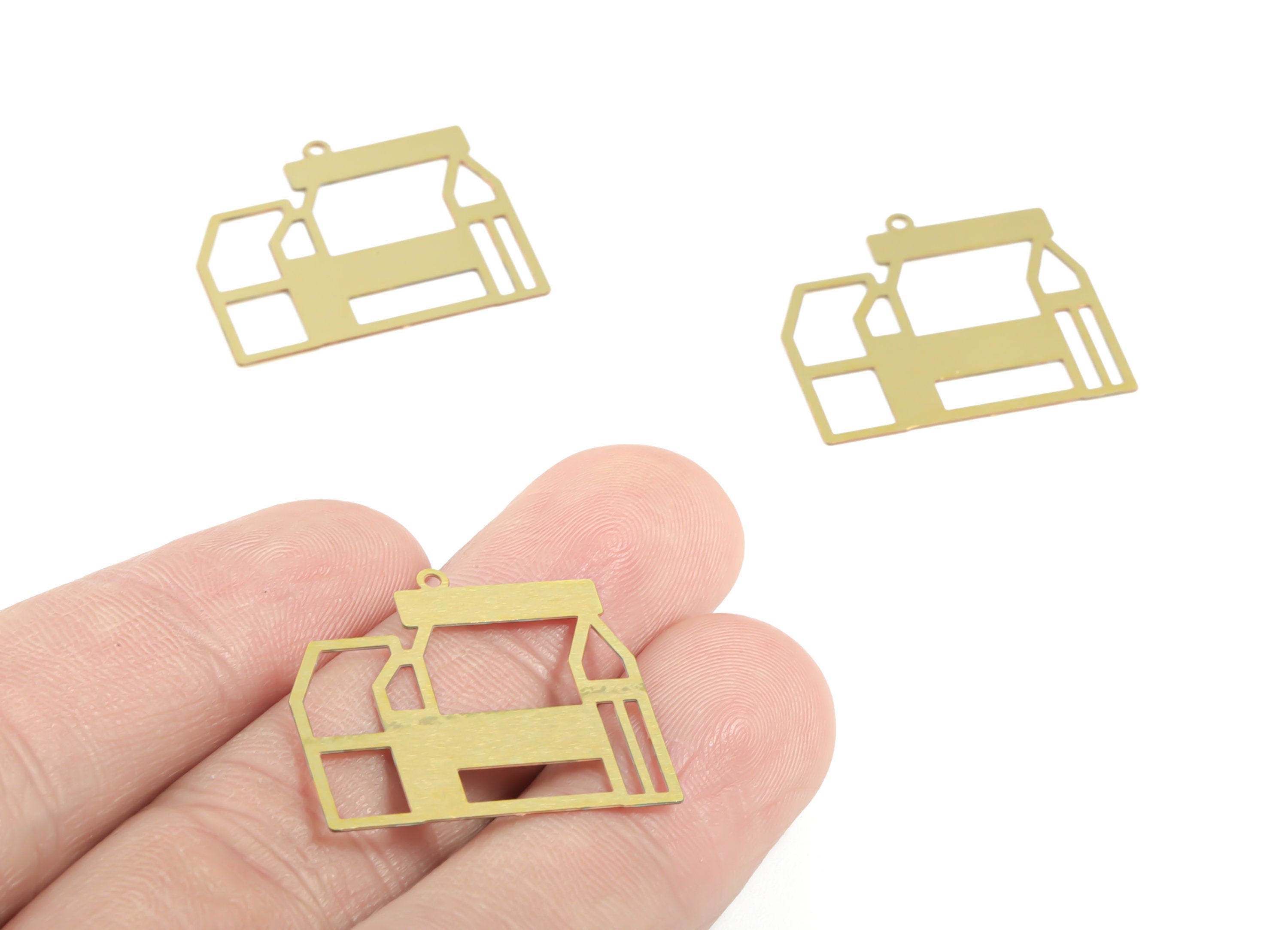 Brass House Earring Charms - Raw Brass Home Pendant - Earring Findings - Jewelry Supplies - 25.72x23.27x0.29mm - JJB6405 - DOMEDBAZAAR