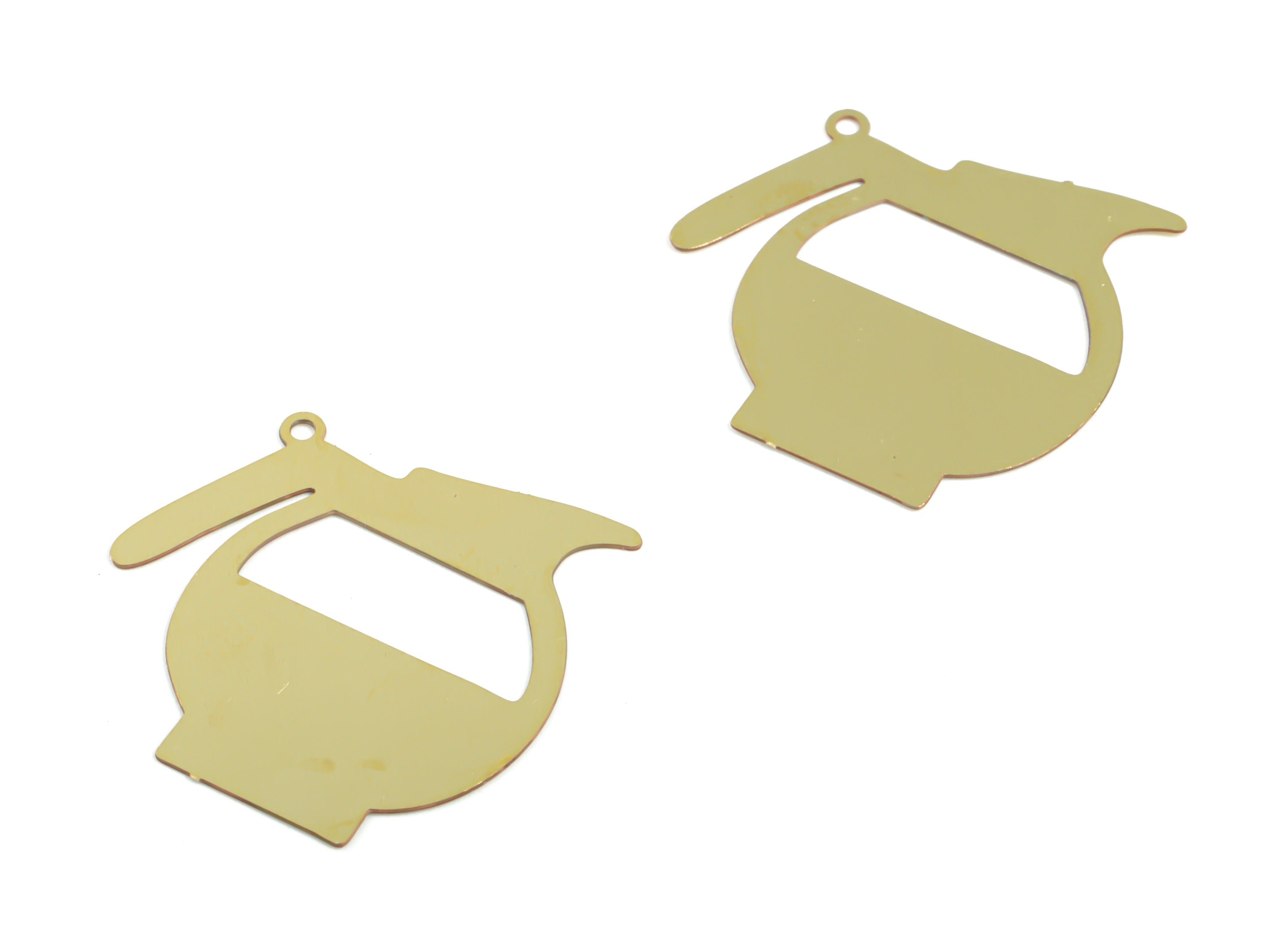 Brass Kettle Earring Charms - Raw Brass Teapot Pendant - Earring Findings - Jewelry Supplies - 24.27x23.24x0.3mm - JJC11910 - DOMEDBAZAAR