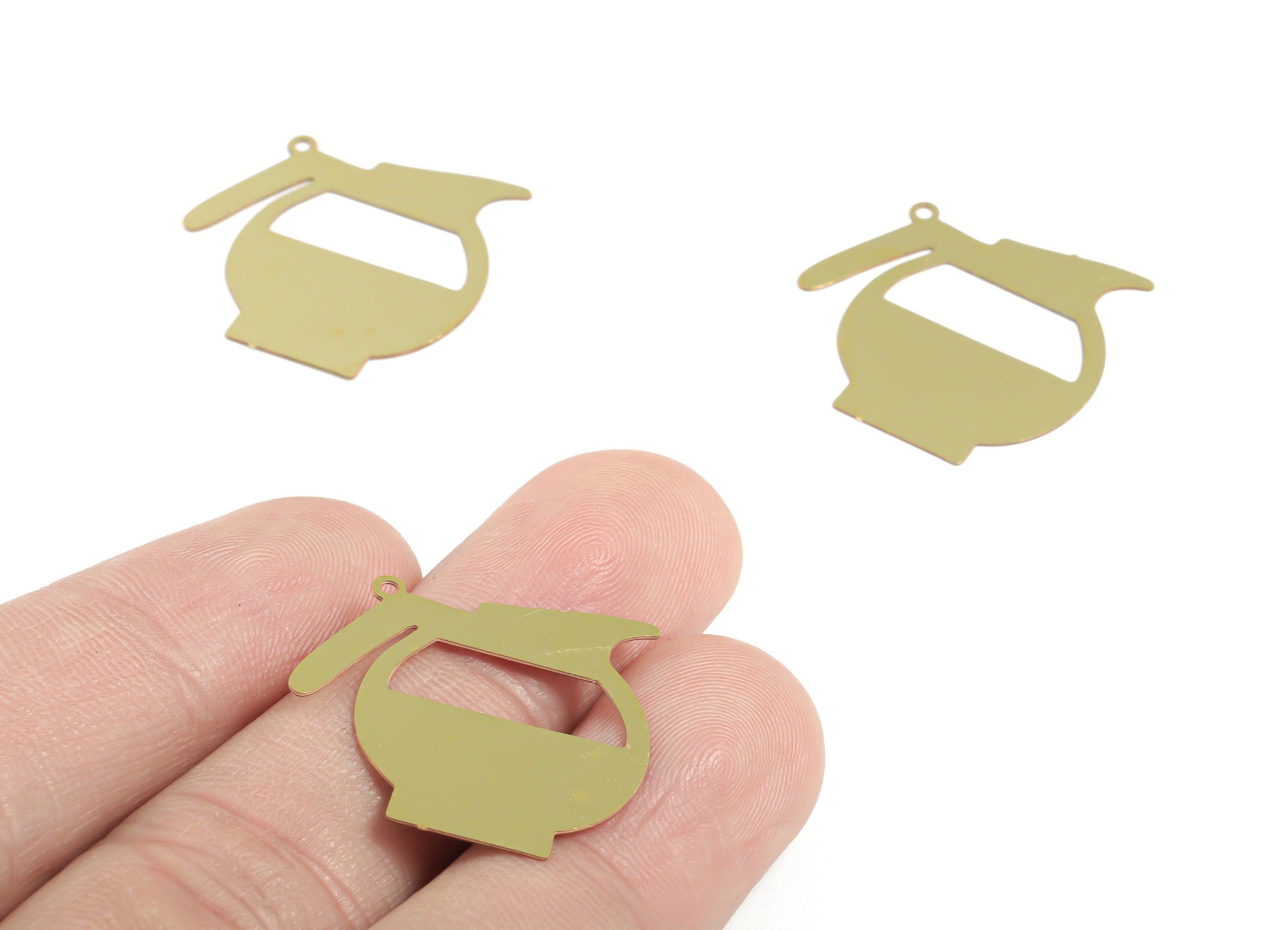 Brass Kettle Earring Charms - Raw Brass Teapot Pendant - Earring Findings - Jewelry Supplies - 24.27x23.24x0.3mm - JJC11910 - DOMEDBAZAAR