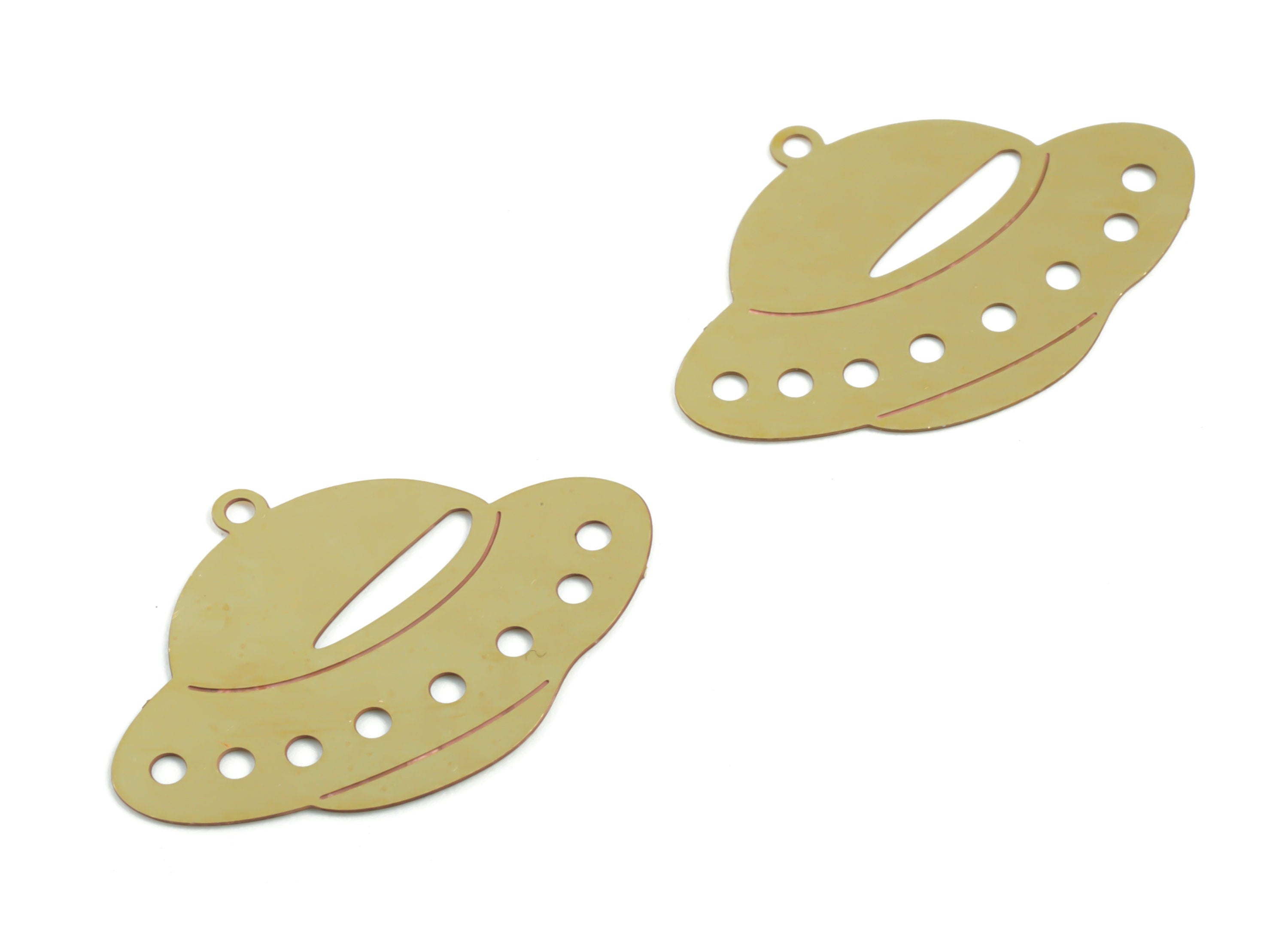 Brass UFO Earring Charms - Raw Brass UFO Pendant - Earring Findings - Jewelry Supplies - 25.36x17.9x0.29mm - JJC11913 - DOMEDBAZAAR