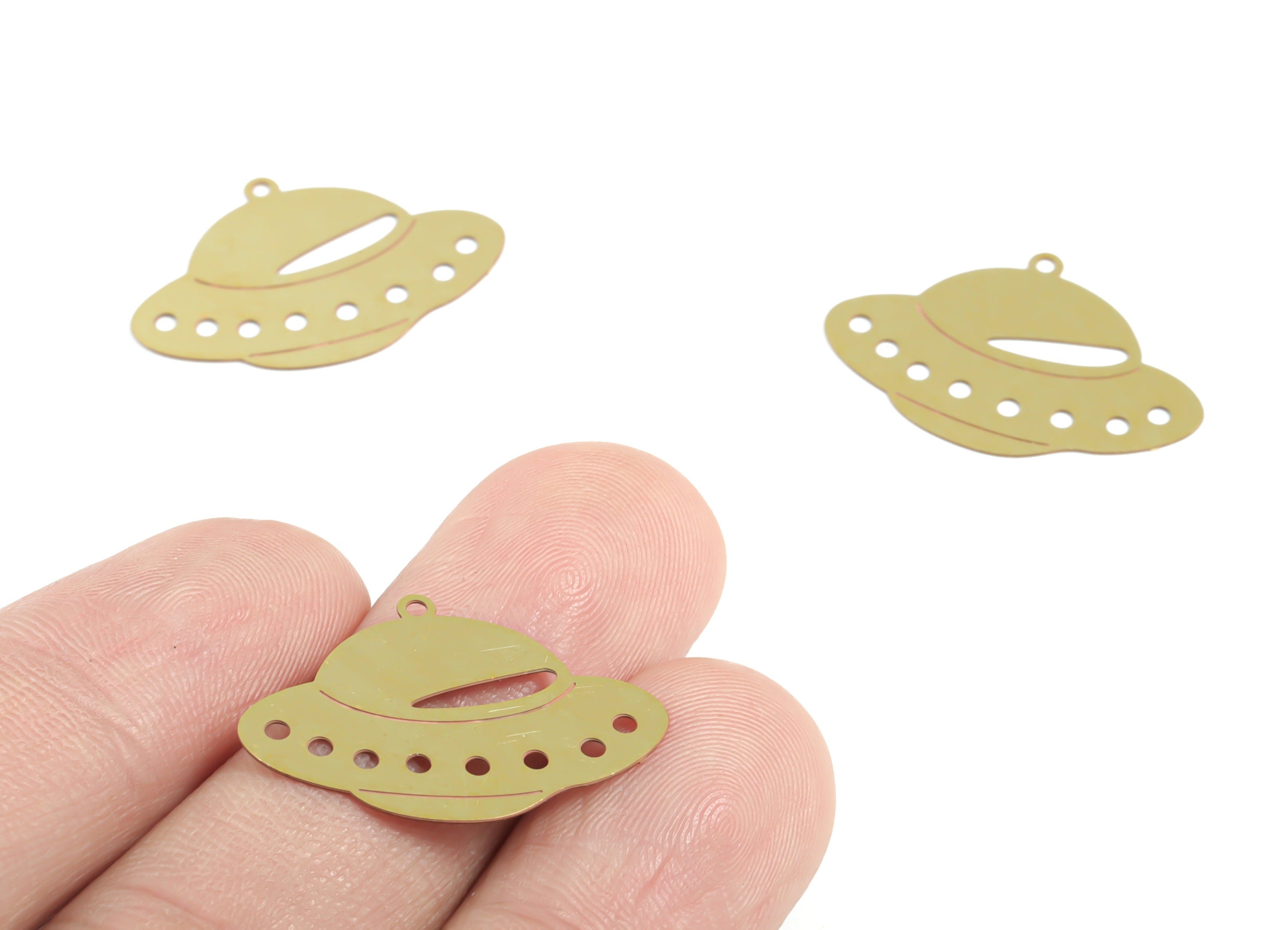 Brass UFO Earring Charms - Raw Brass UFO Pendant - Earring Findings - Jewelry Supplies - 25.36x17.9x0.29mm - JJC11913 - DOMEDBAZAAR
