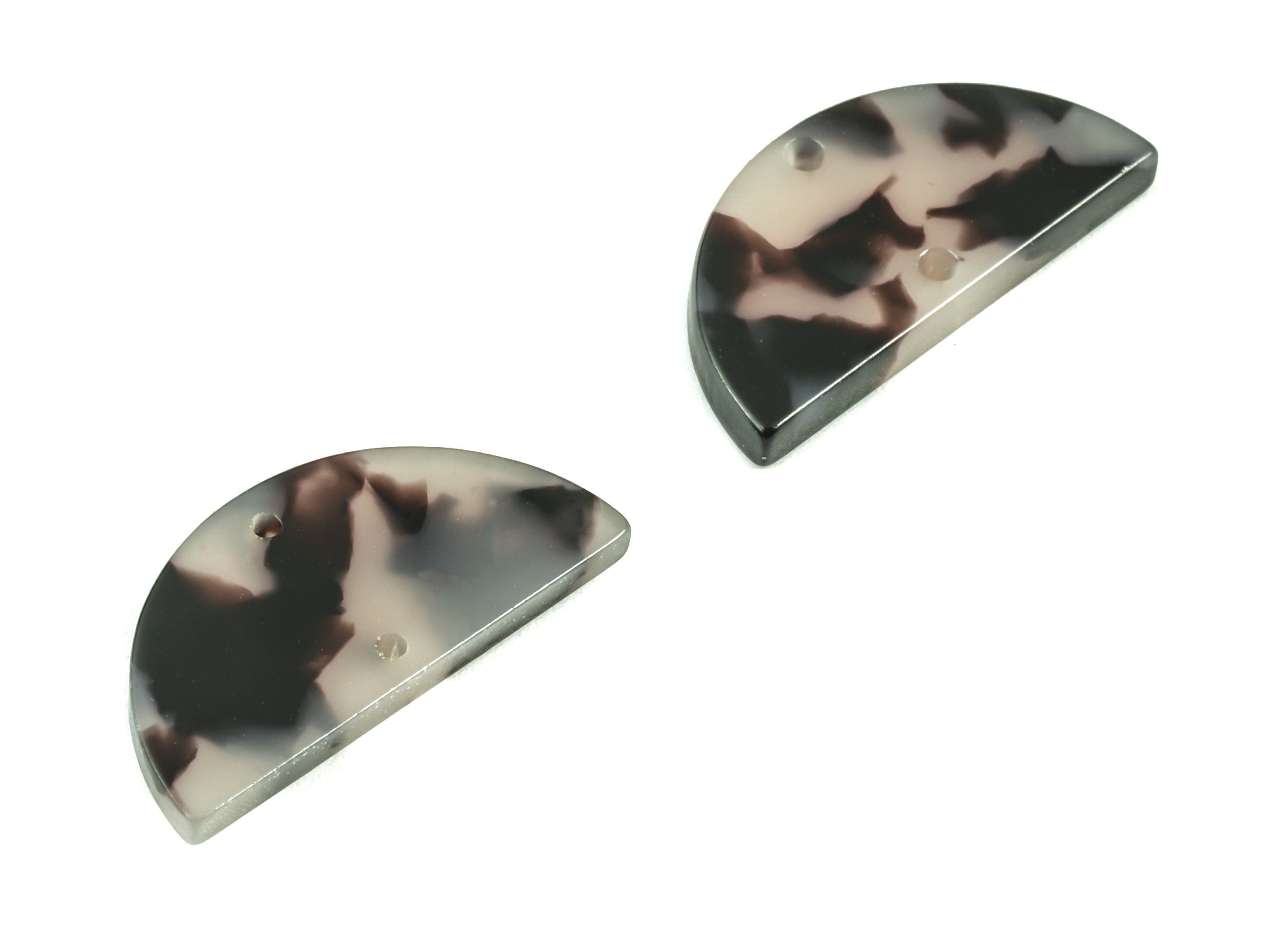 Acetate Semicircle Earring Connector - Half Moon Blonde Tortoise Shell Earrings - 2 Holes - Color Code: A06 - 23.33x11.7x2.7mm - AC2060-A06 - DOMEDBAZAAR