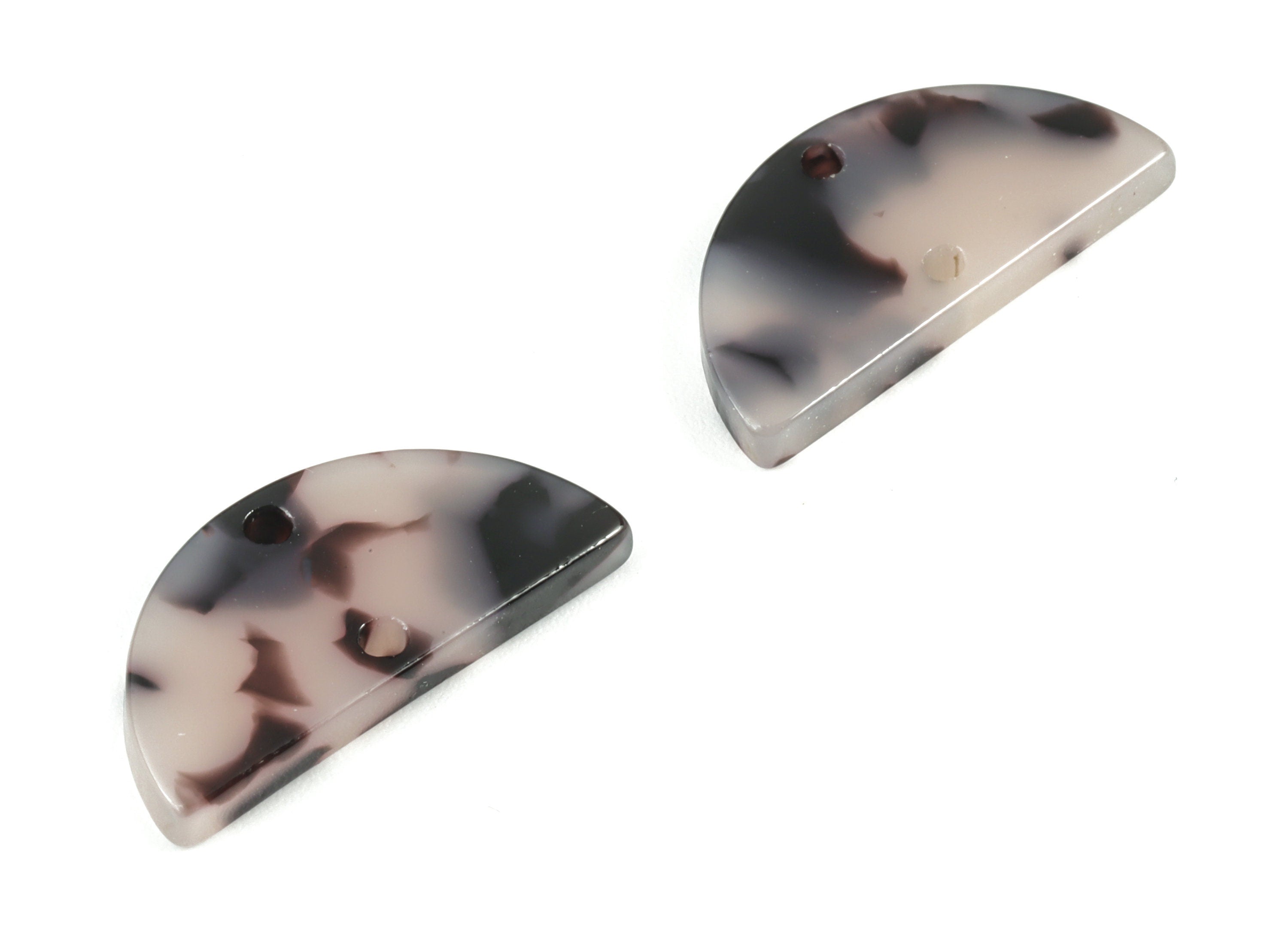 Acetate Semicircle Earring Connector - Half Moon Blonde Tortoise Shell Earrings - 2 Holes - Color Code: A06 - 21.2x10.4x2.4mm - AC2059-A06 - DOMEDBAZAAR