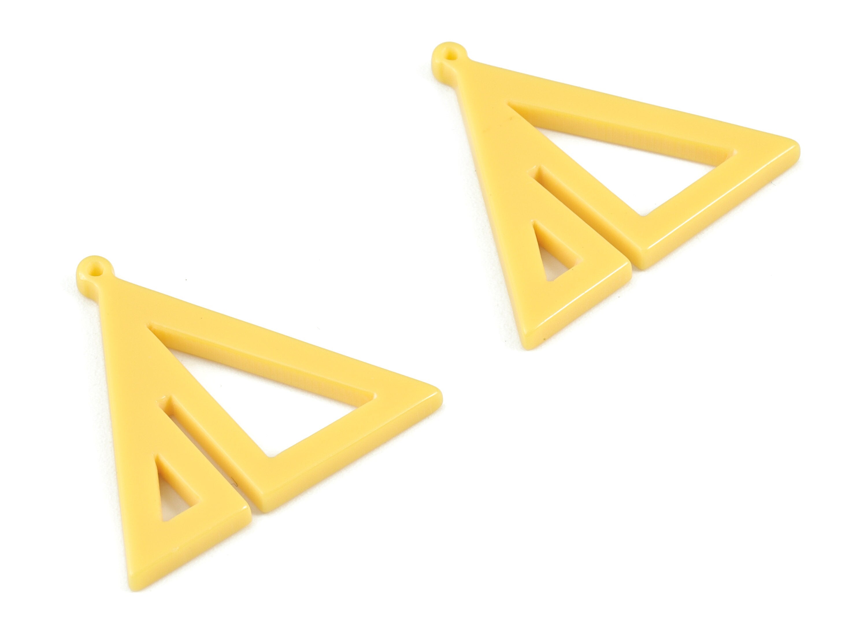 Acrylic Triangle Earring Charms - Yellow Triangles Pendant - Jewelry Supplies - Color Code:A534 - 29.66x31.07x2.68mm - AC2085-A534 - DOMEDBAZAAR