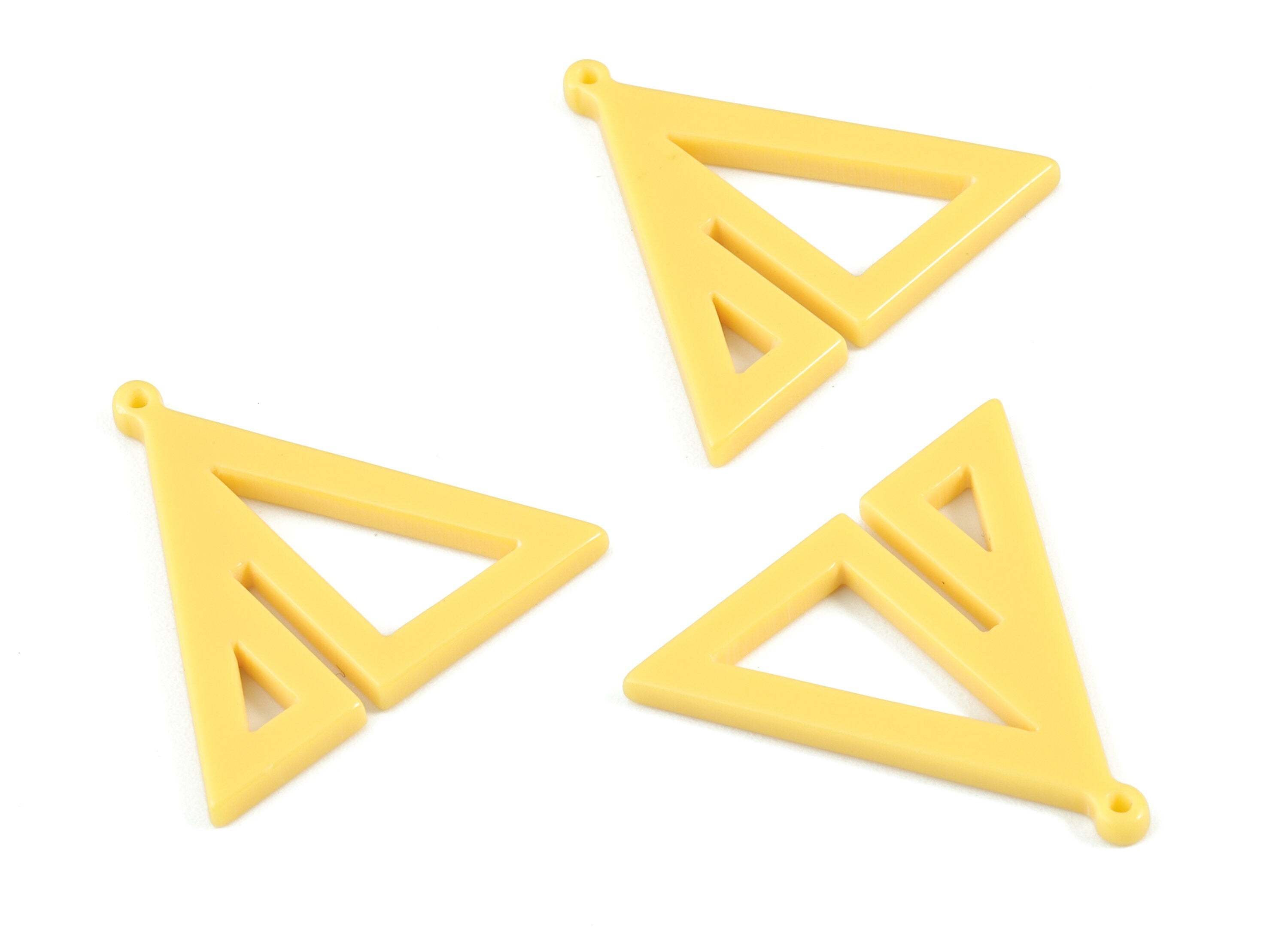 Acrylic Triangle Earring Charms - Yellow Triangles Pendant - Jewelry Supplies - Color Code:A534 - 29.66x31.07x2.68mm - AC2085-A534 - DOMEDBAZAAR