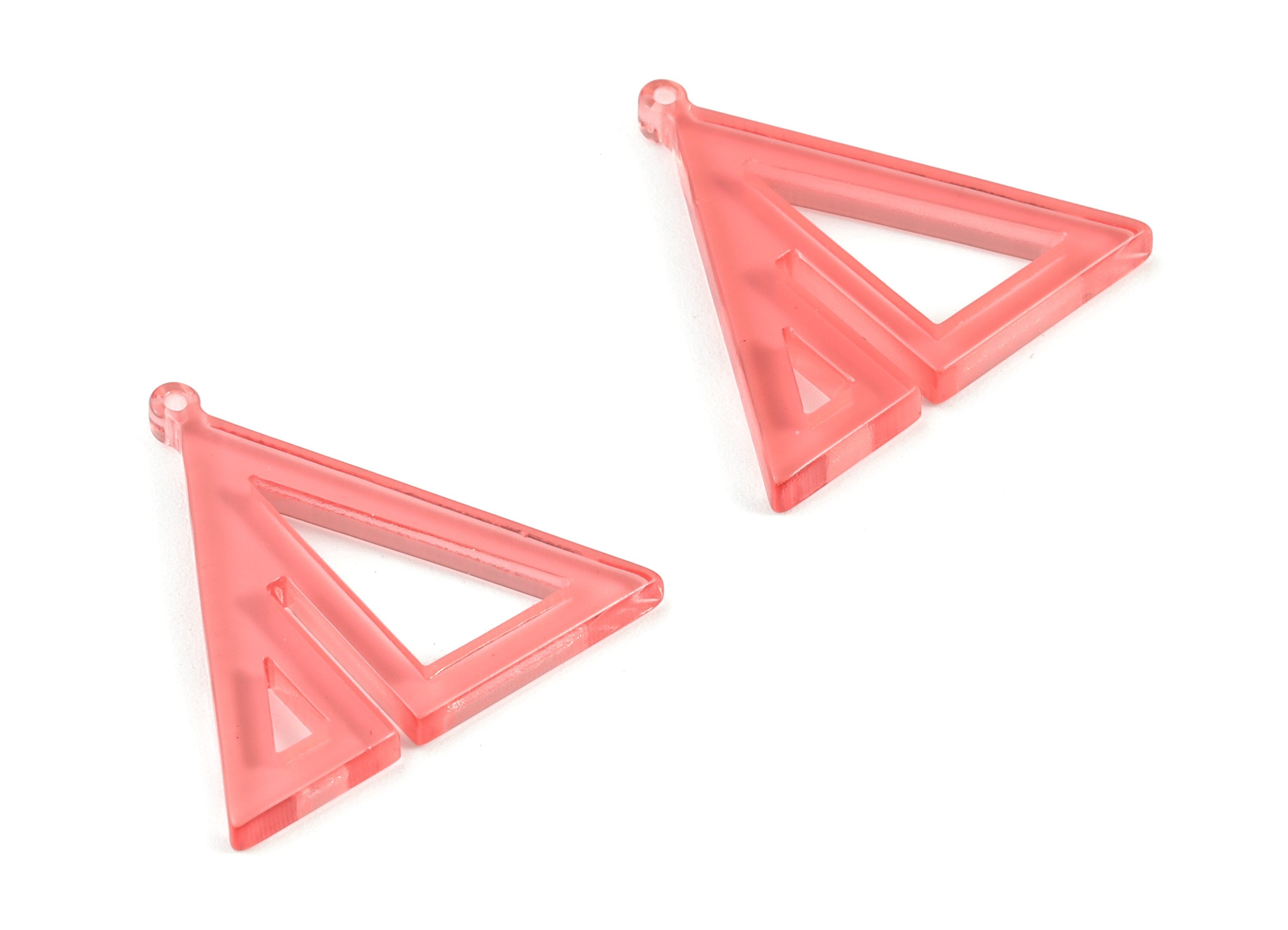 Acrylic Triangle Earring Charms - Red Triangles Pendant - Jewelry Supplies - Color Code:A465 - 29.57x30.99x2.59mm - AC2085-A465 - DOMEDBAZAAR