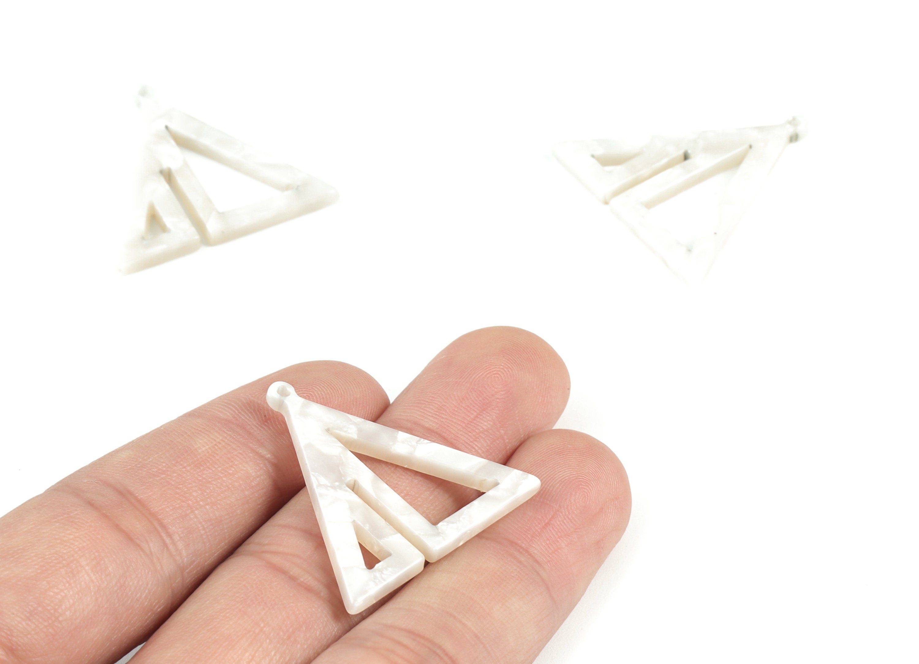 Acrylic Triangle Earring Charms - Ivory Triangles Pendant - Jewelry Supplies - Color Code:A12 - 29.49x30.33x2.48mm - AC2085-A12 - DOMEDBAZAAR