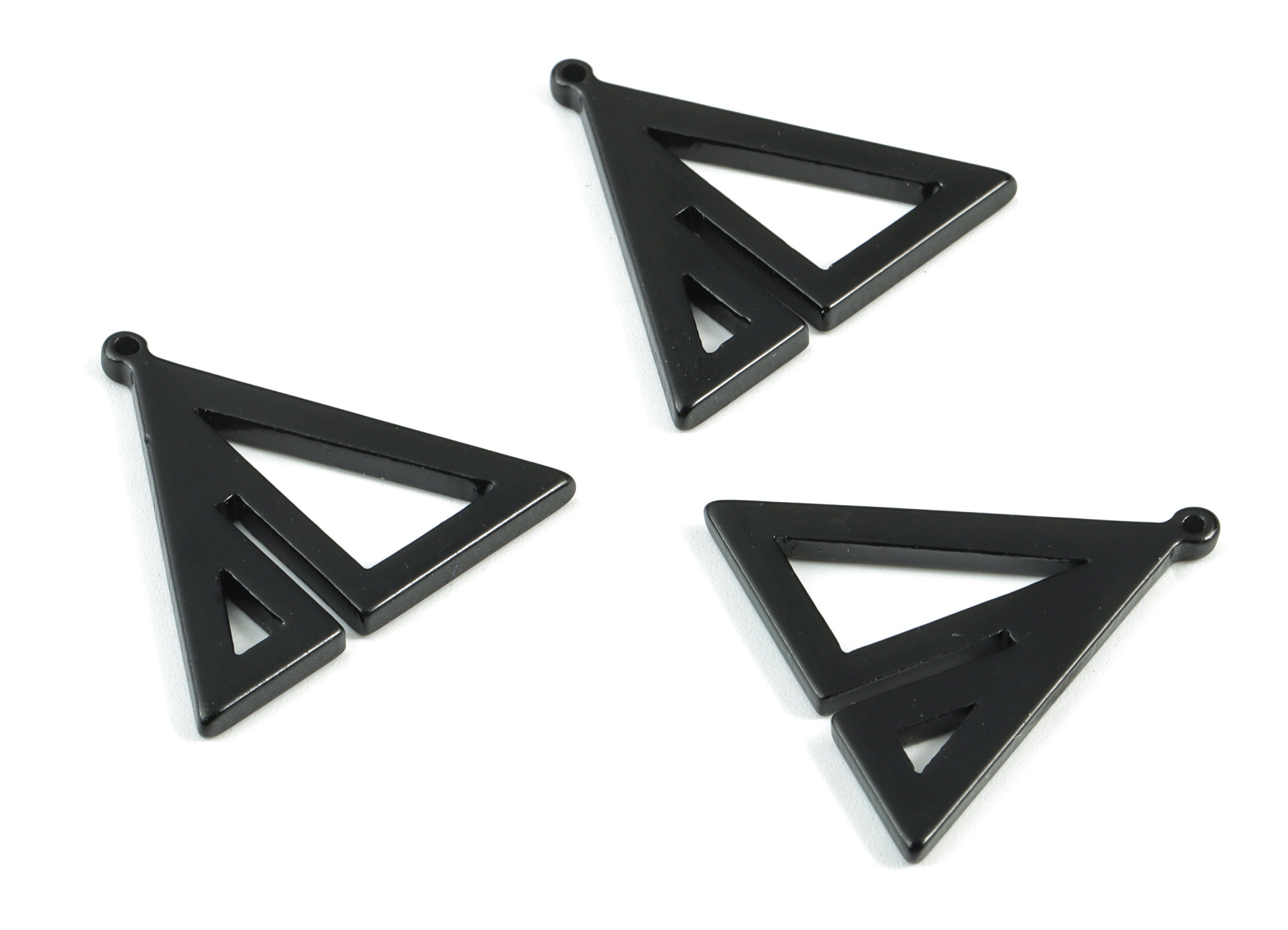 Acrylic Triangle Earring Charms - Black Triangles Pendant - Jewelry Supplies - Color Code:A66 - 29.62x30.2x2.48mm - AC2085-A66 - DOMEDBAZAAR
