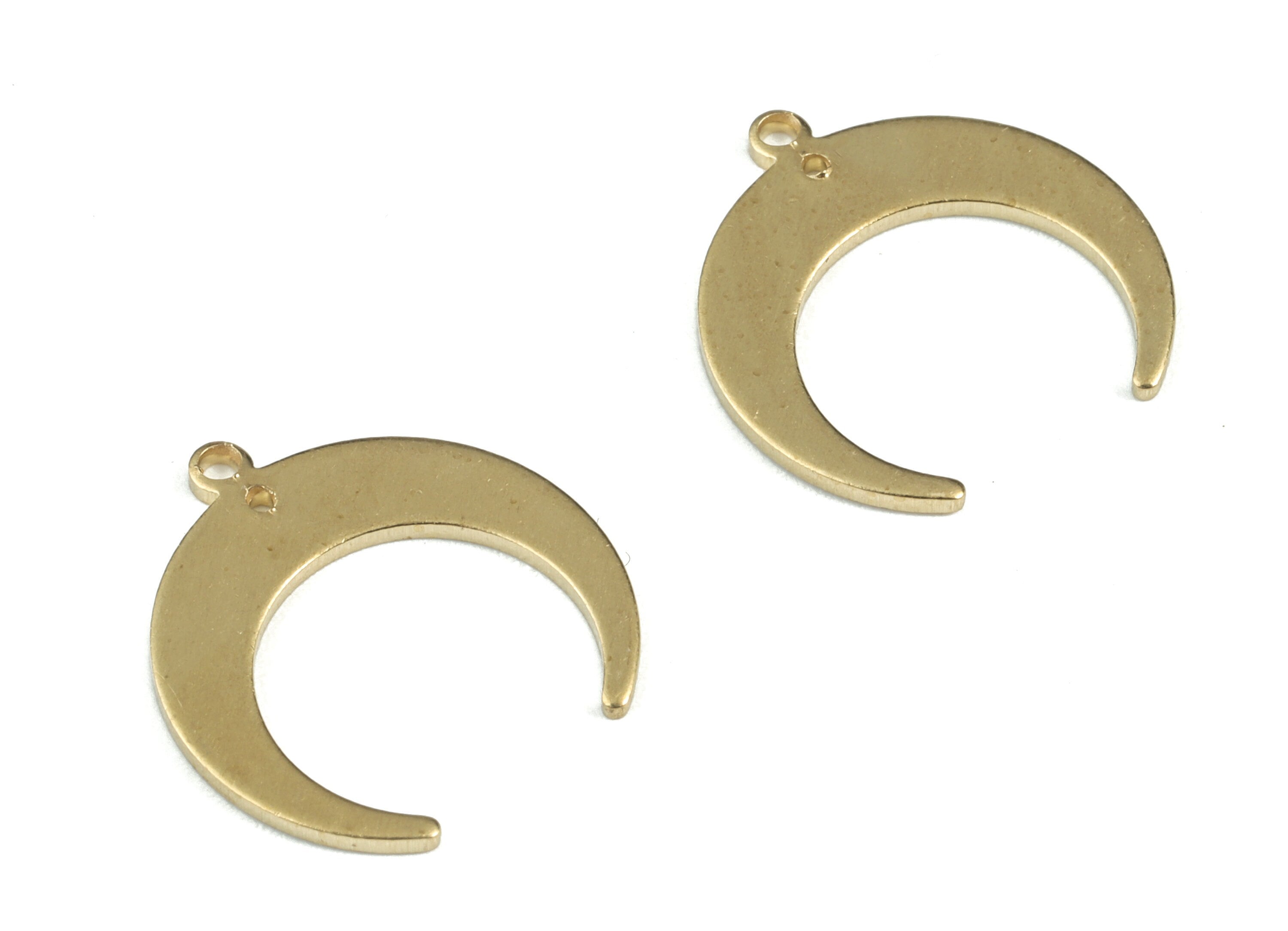 Brass Crescent Earring Connector - Raw Brass Crescent Earring Charms - Earring Findings - Jewelry Supplies - 18.4x17.4x1mm - PP3613 - DOMEDBAZAAR