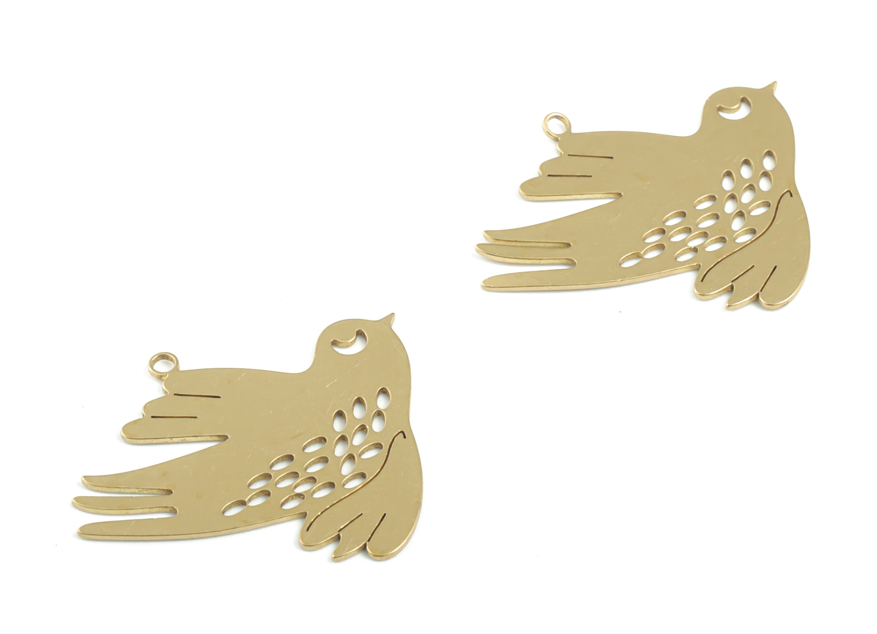Brass Bird Earring Charms - Raw Brass Flying Bird Pendant - Earring Findings - Jewelry Supplies - 29.5x24.76x0.6mm - PPM3337 - DOMEDBAZAAR