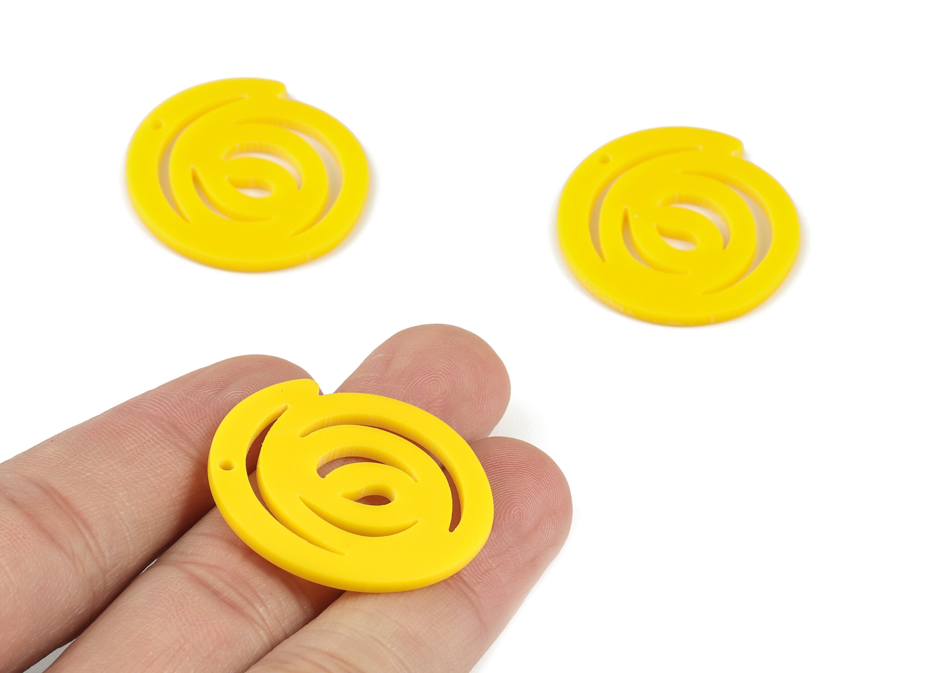 Acrylic Spiral Earring Charms - Yellow Acrylic Spiral Earrings - Jewelry Supplies - Color Code:A499 - 30.28x31.84x2.23mm - AC2113-A499 - DOMEDBAZAAR