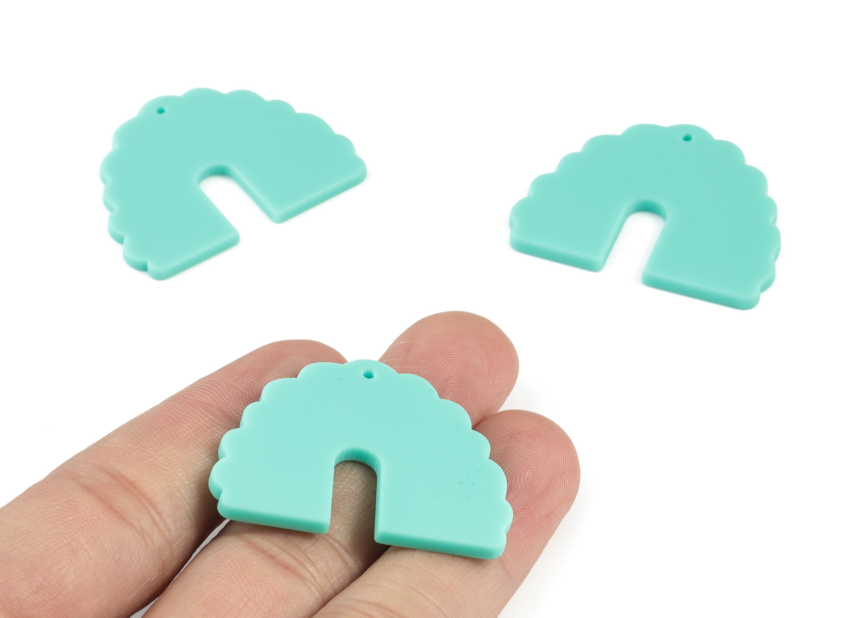 Acrylic Green Half Moon Earring Charms - Acrylic Domed Charms - Jewelry Supplies - Color Code:A467 - 29.64x37.69x2.16mm - AC2103-A467 - DOMEDBAZAAR