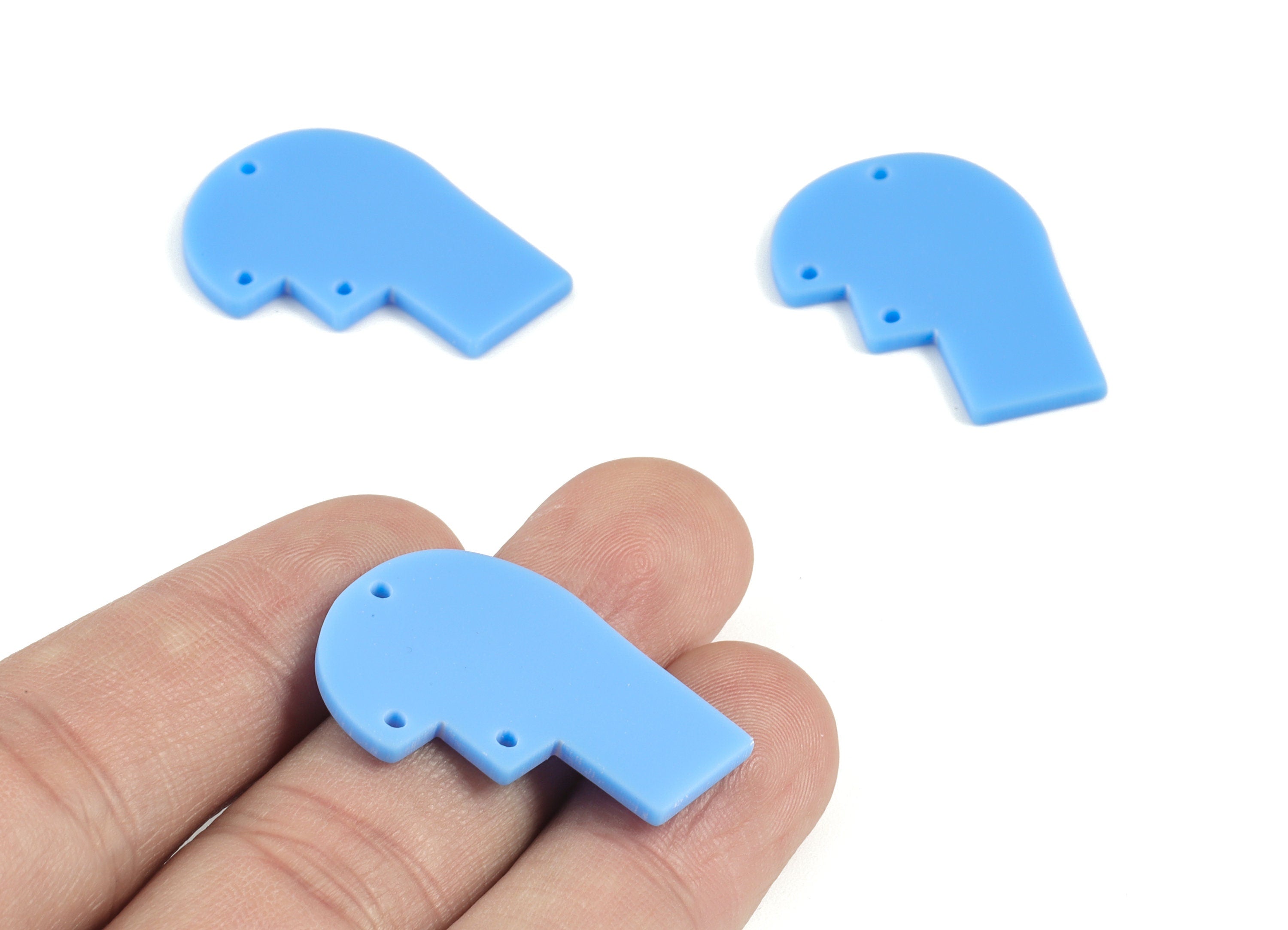 Acrylic Domed Earring Connector - Acrylic Blue Half Oval Charms - Jewelry Supplies - Color Code:A521 - 29.62x22.34x2.21mm - AC2106-A521 - DOMEDBAZAAR