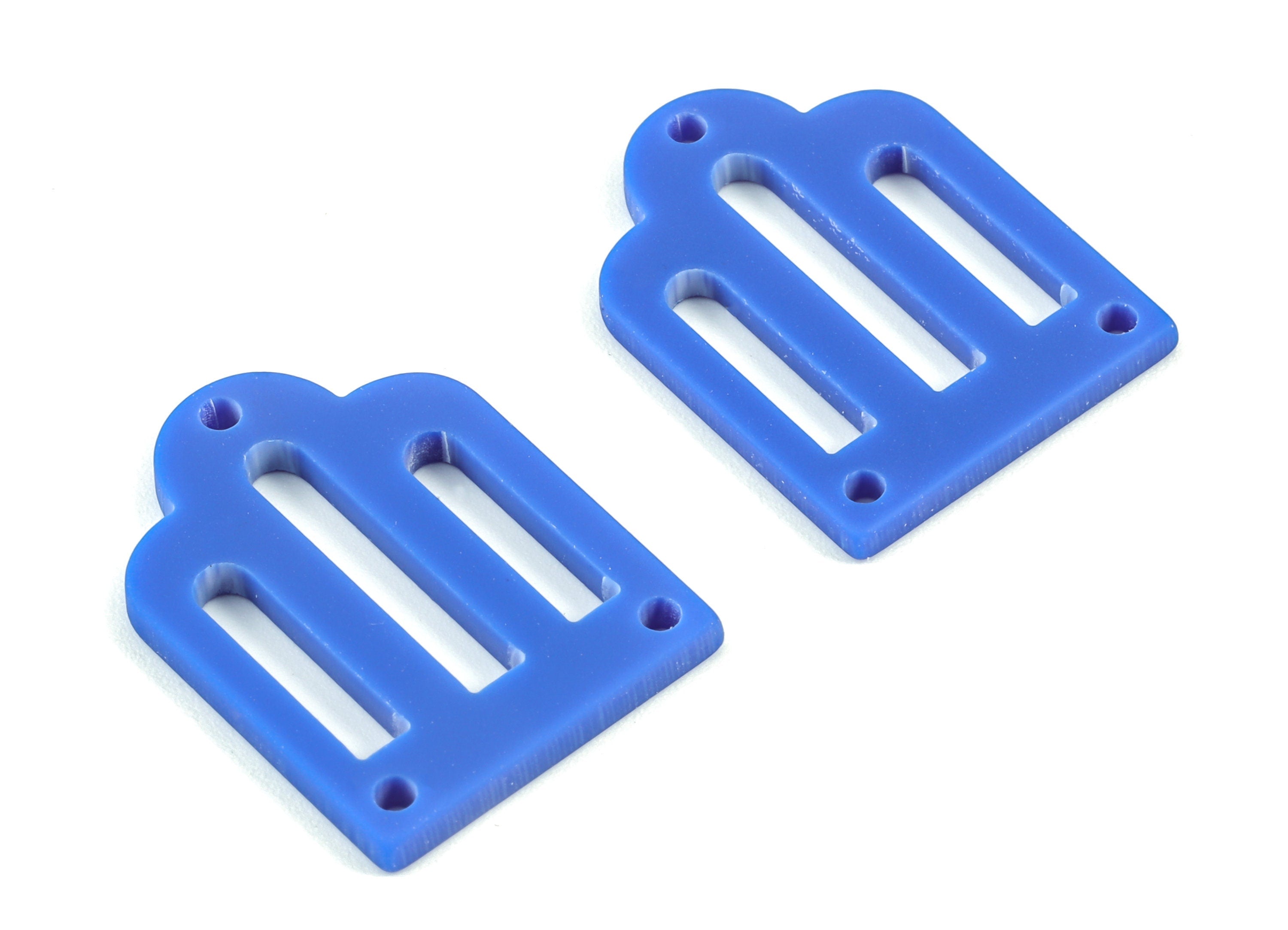 Acrylic Domed Earring Connector - 3 Holes - Acrylic Blue Domed Earring Charms - Color Code:A522 - 25.82x19.63x2.05mm - AC2105-A522 - DOMEDBAZAAR