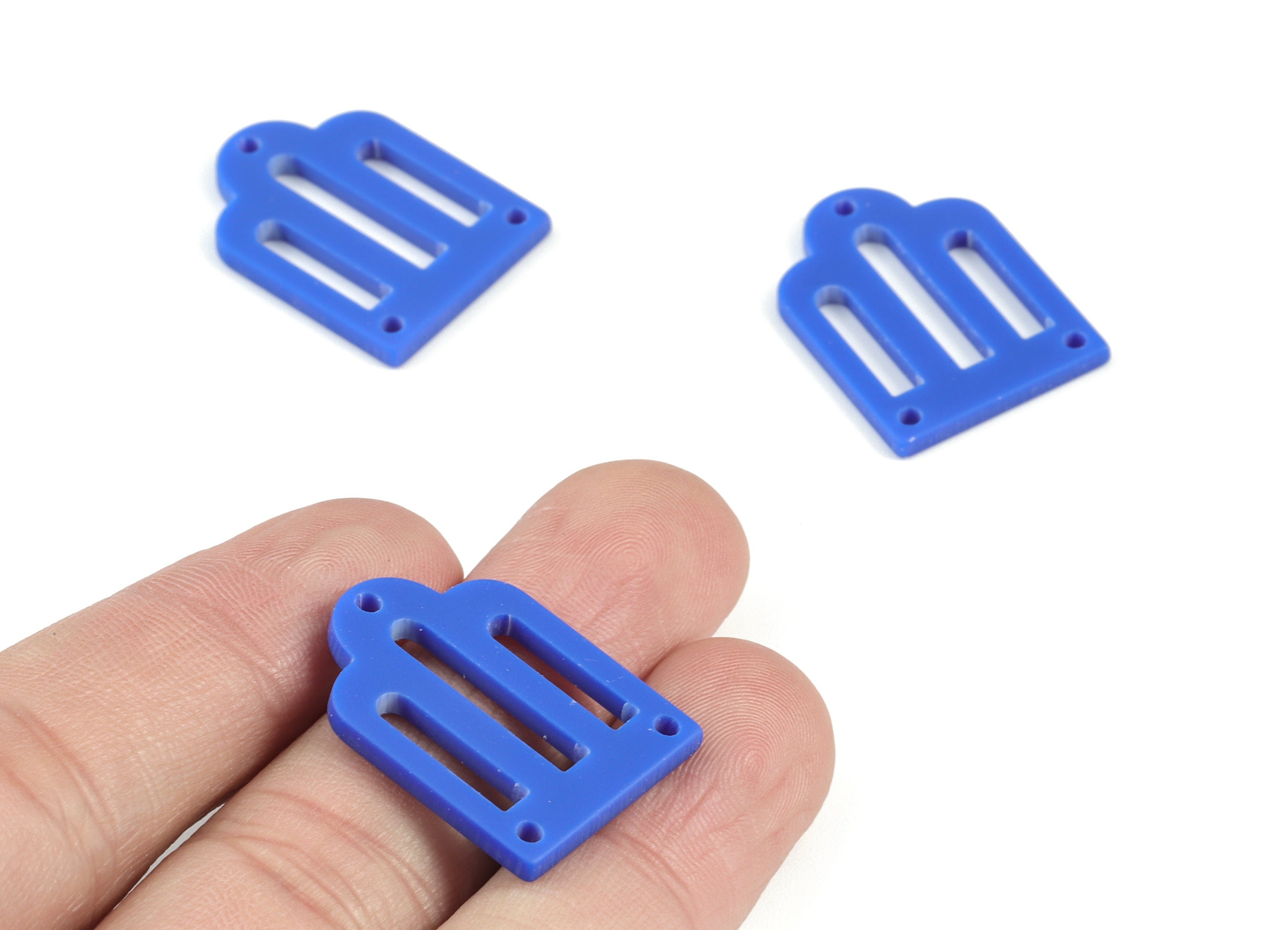 Acrylic Domed Earring Connector - 3 Holes - Acrylic Blue Domed Earring Charms - Color Code:A522 - 25.82x19.63x2.05mm - AC2105-A522 - DOMEDBAZAAR