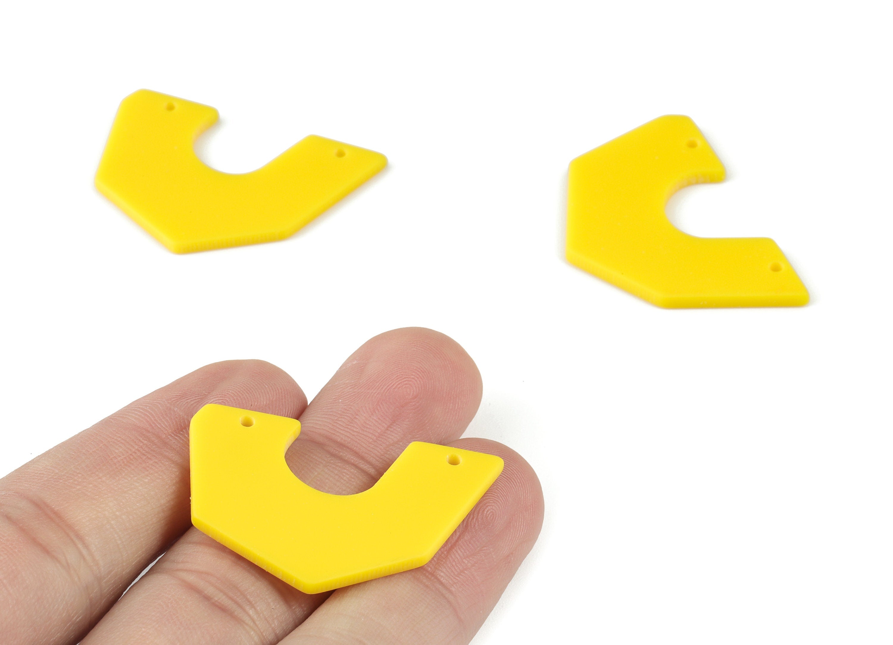 Acrylic Half Heart Earring Connector - Semicircle Yellow Half Moon Charms - Jewelry Supplies - Color Code:A499 - 36.4x25x1.9mm - AC2102-A499 - DOMEDBAZAAR