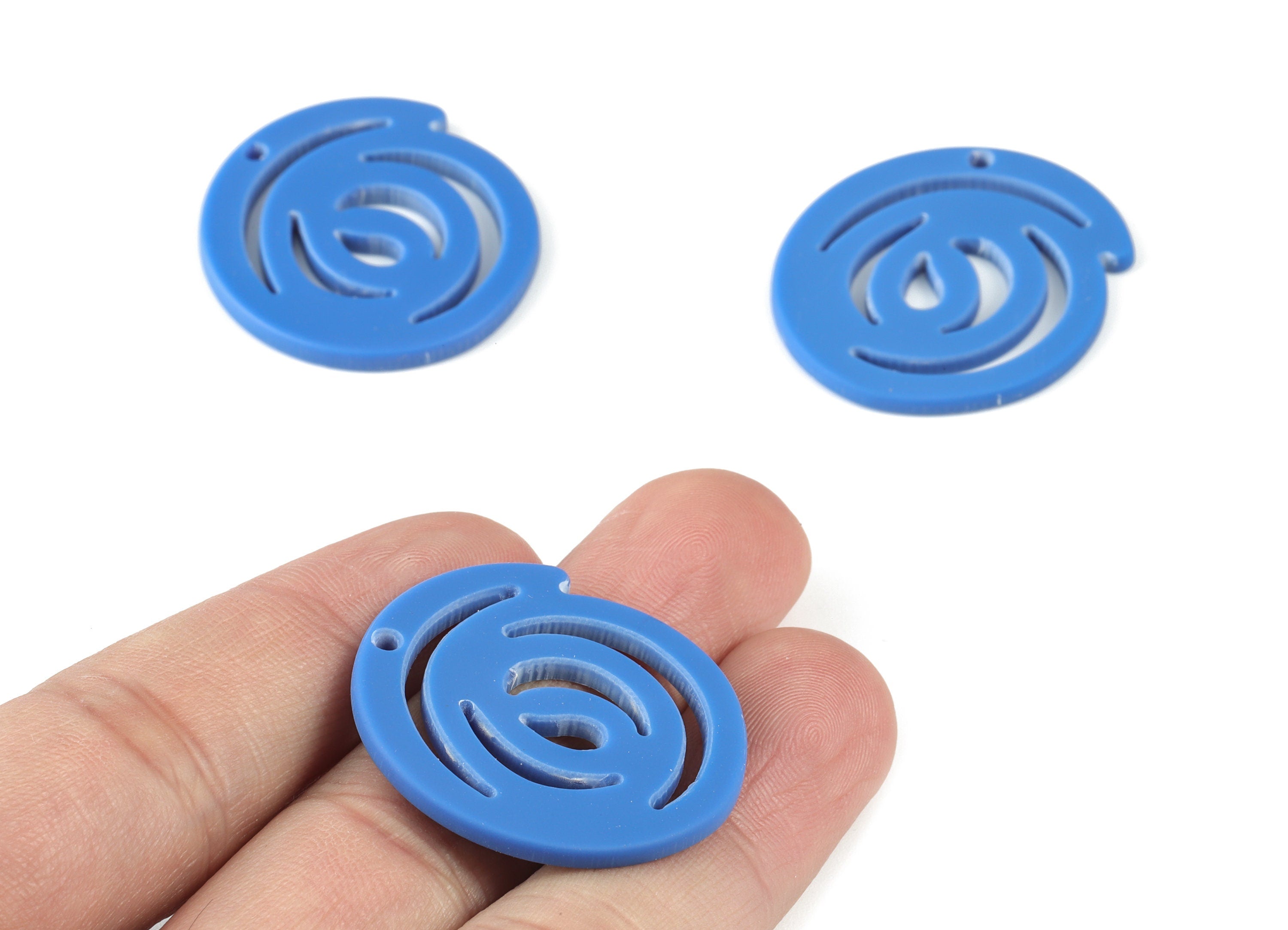 Acrylic Spiral Earring Charms - Navy Acrylic Spiral Earrings - Jewelry Supplies - Color Code:A522 - 30.28x31.84x2.23mm - AC2113-A522 - DOMEDBAZAAR