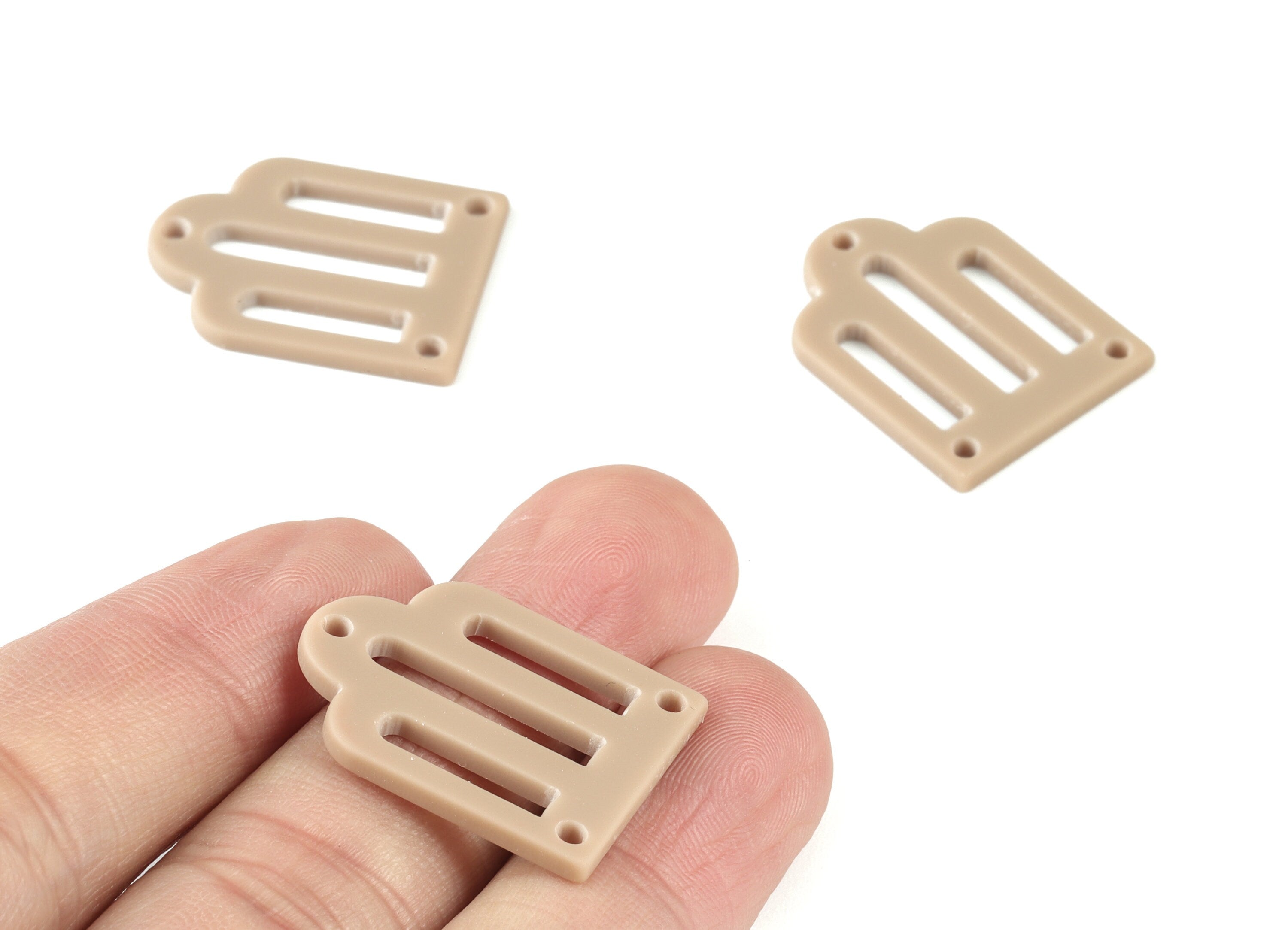 Acrylic Domed Earring Connector - 3 Holes - Acrylic Brown Domed Earring Charms - Color Code:A498 - 25.82x19.63x2.05mm - AC2105-A498 - DOMEDBAZAAR