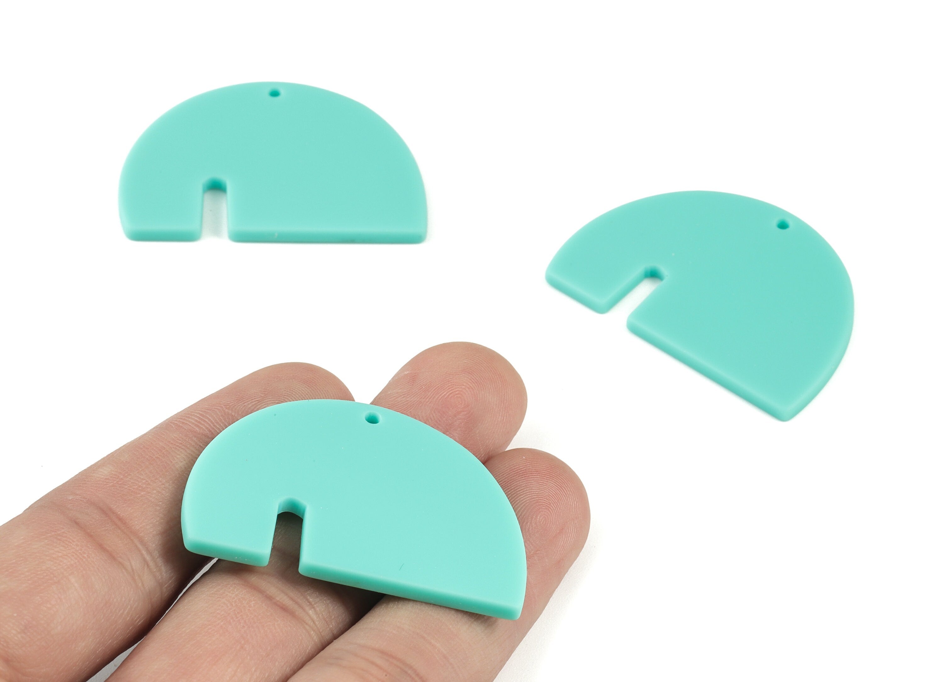 Acrylic Green Half Moon Earring Charms - Acrylic Semicircle Earrings - Jewelry Supplies - Color Code:A467 - 41.41x29.03x2.4mm - AC2126-A467 - DOMEDBAZAAR