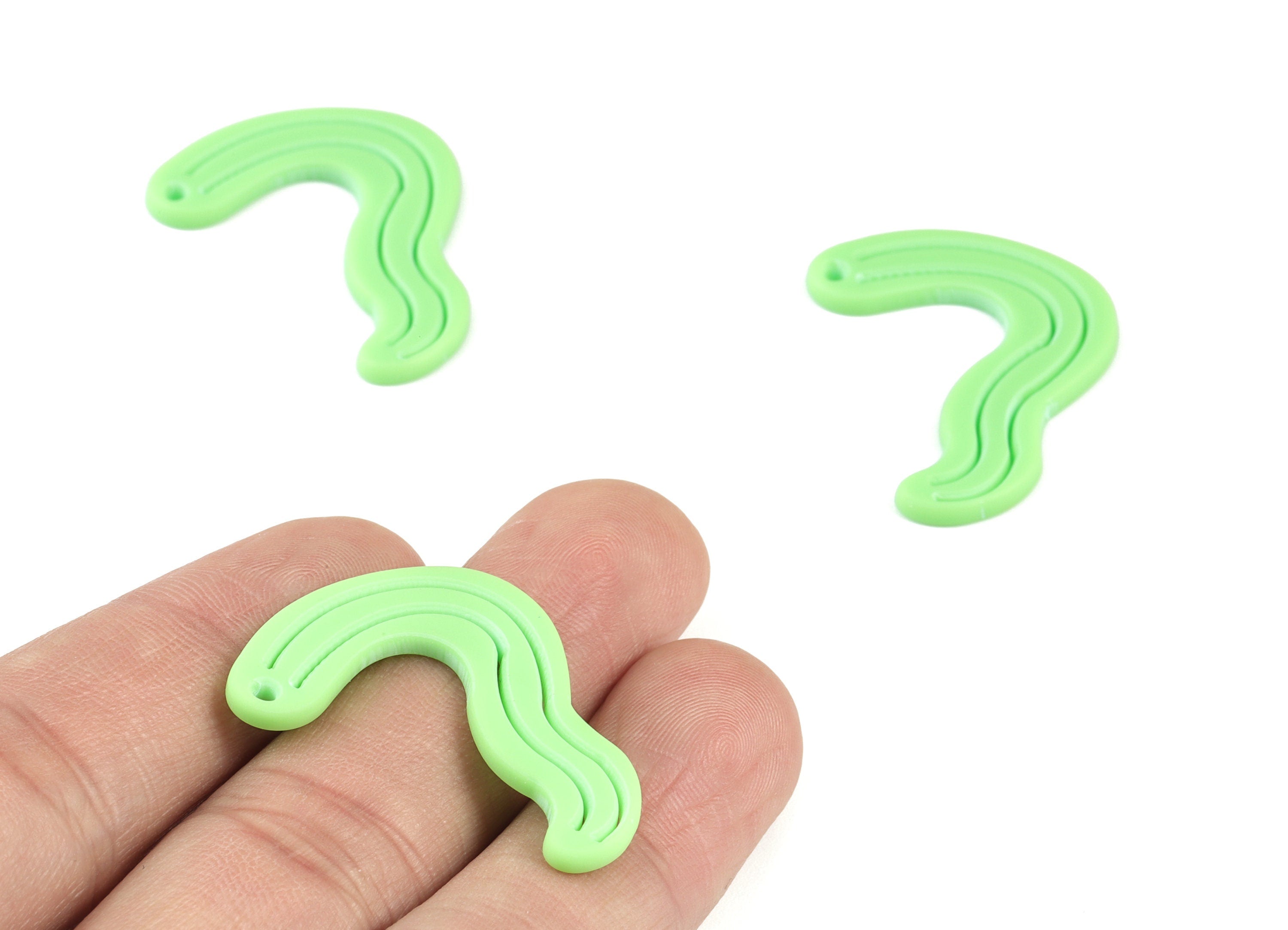 Acrylic Green Worn Earring Charms - Acrylic Worn Pendant - Jewelry Supplies - Color Code:A469 - 32.85x26.22x2.83mm - AC2125-A469 - DOMEDBAZAAR