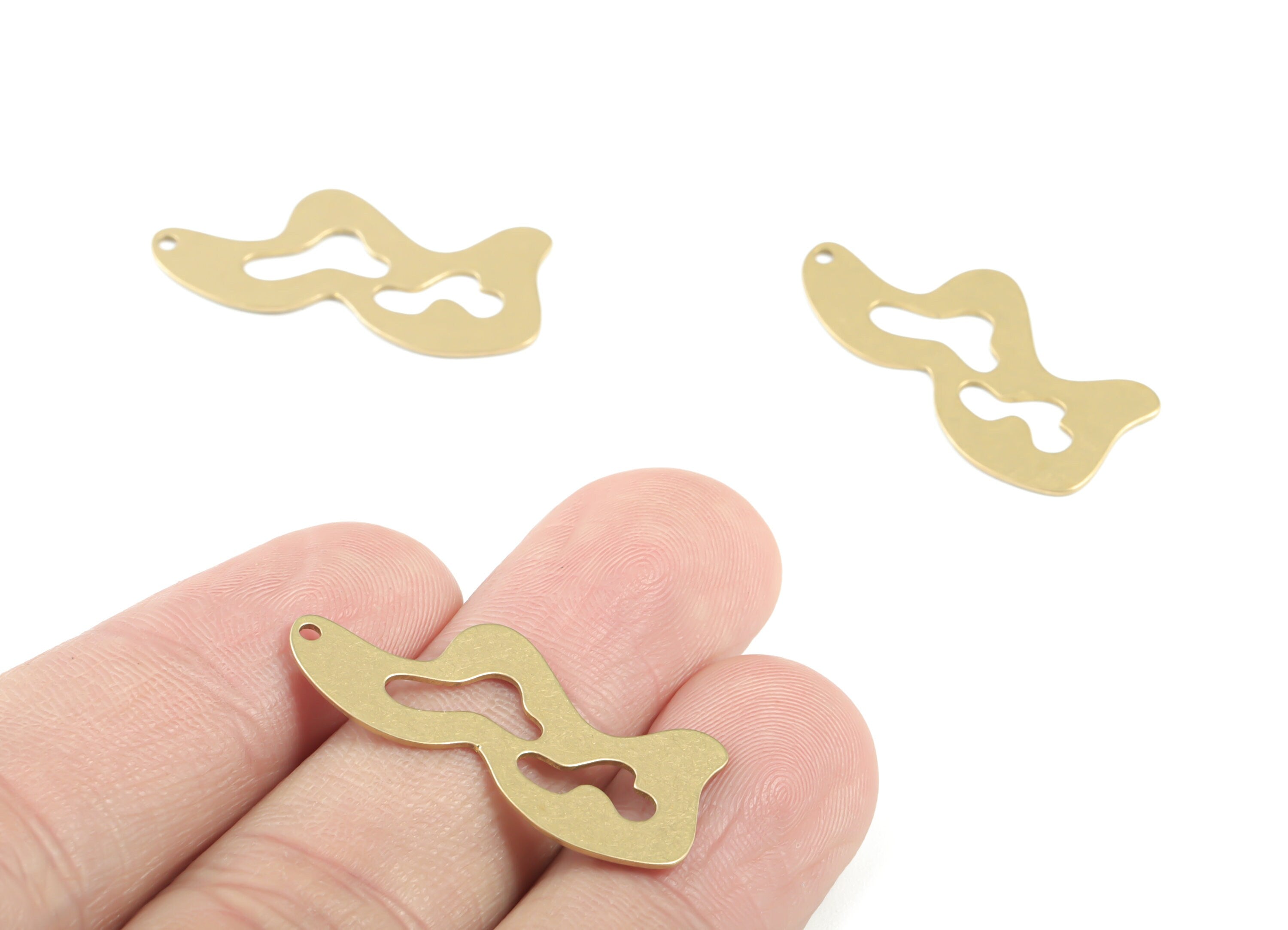 Brass Waves Earring Charms - Raw Brass wavy Pendant - Earrings Finding - Jewelry Supplies - 39.55x9.89x0.68mm - PPM3415 - DOMEDBAZAAR