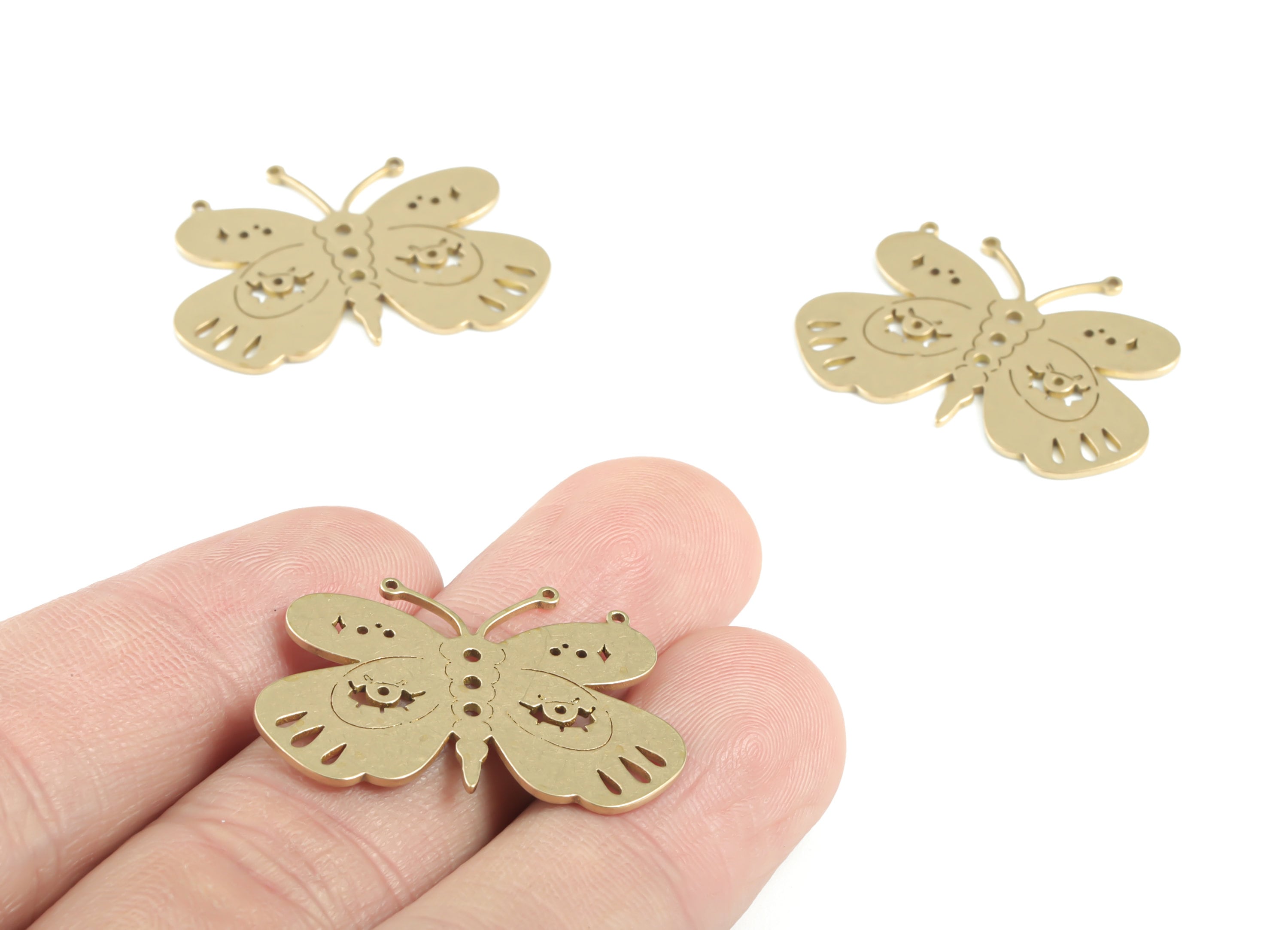 Brass Butterfly Earring Charms - Raw Brass Butterfly Pendant - Earrings Finding - Jewelry Supplies - 29.82x21.88x0.85mm - PPM3285 - DOMEDBAZAAR