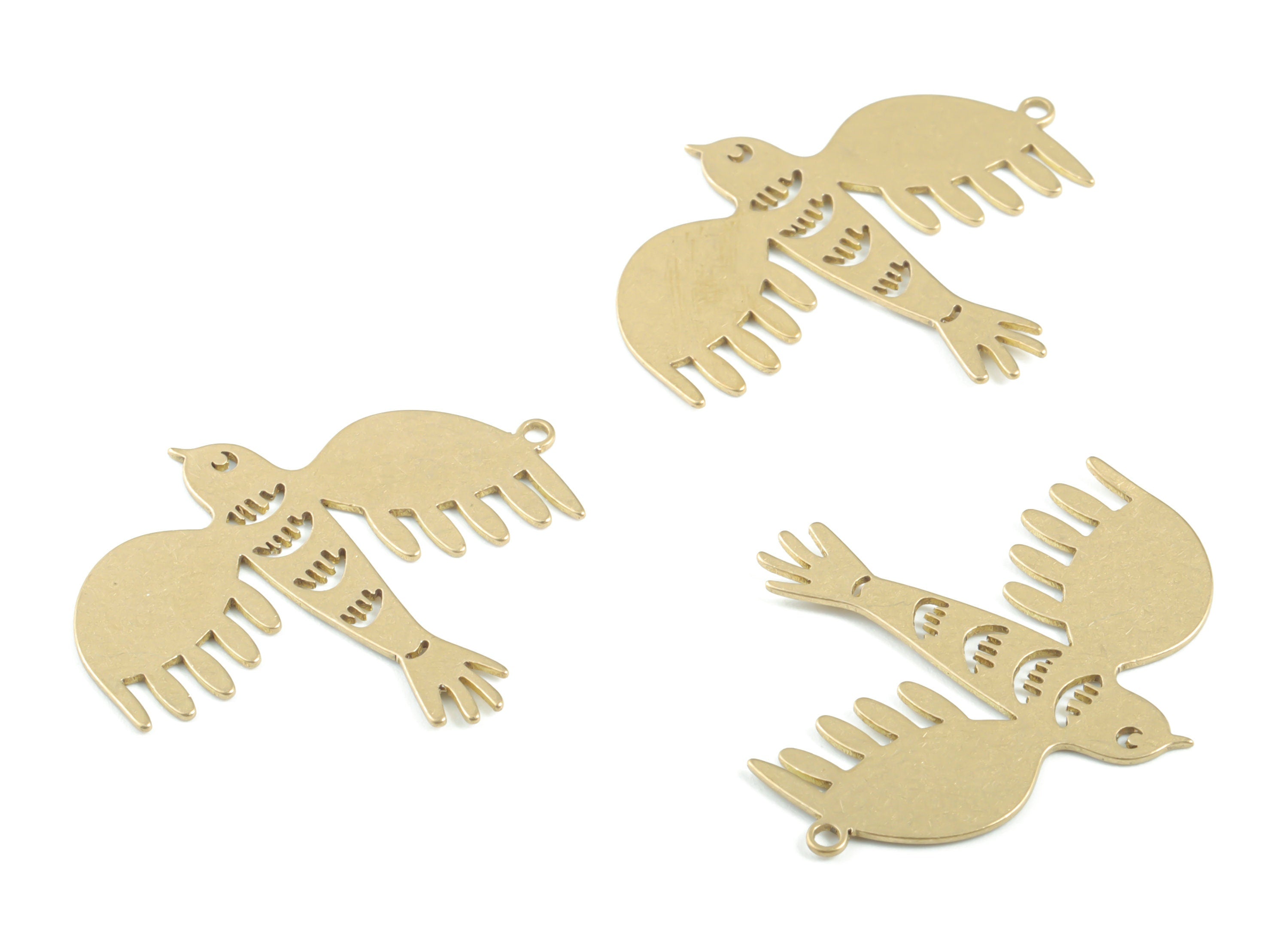 Brass Bird Earring Charms - Raw Brass Flying Bird Pendant - Earring Findings - Jewelry Supplies - 31.93x27.84x0.68mm - PPM3314 - DOMEDBAZAAR
