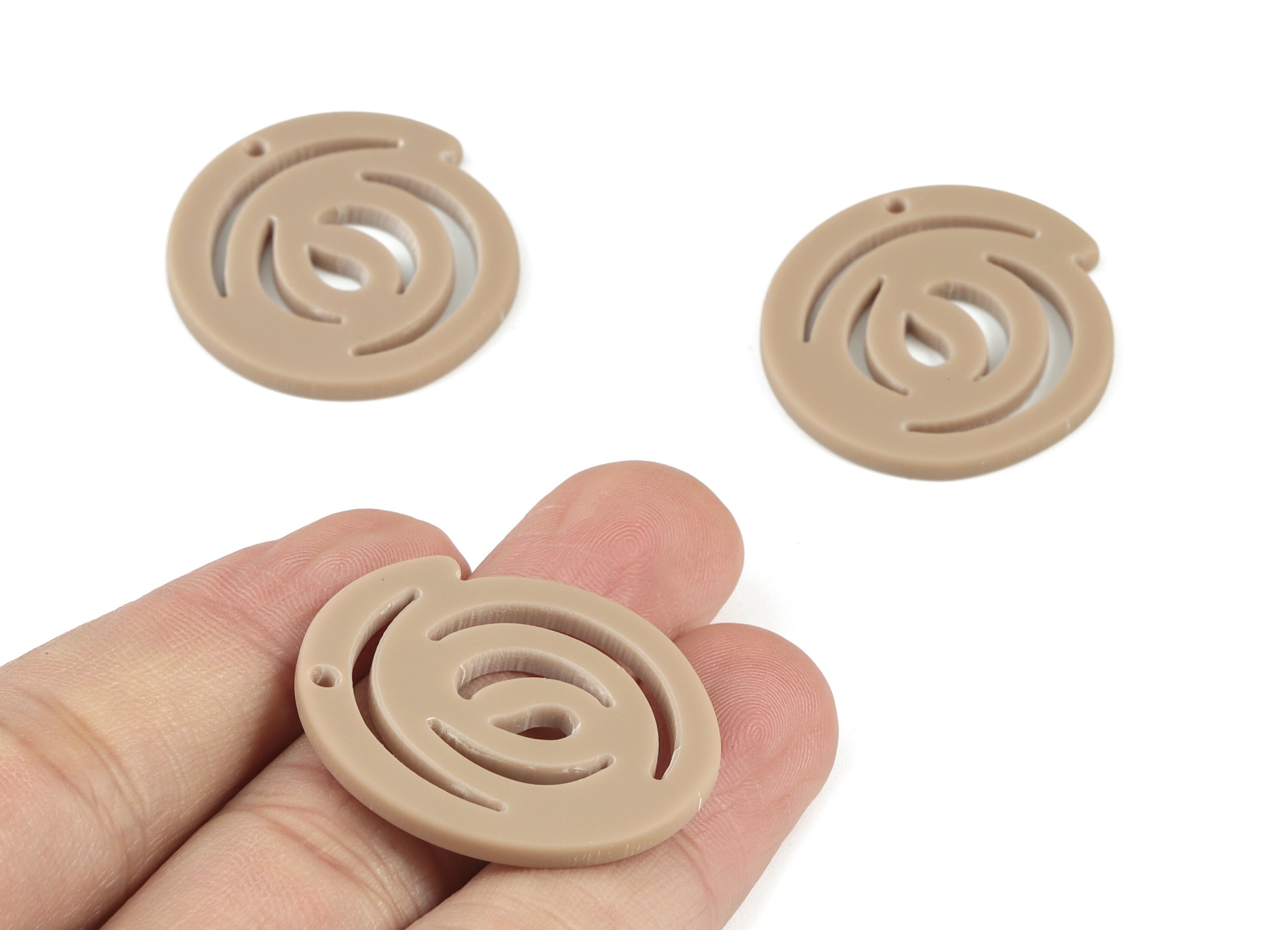 Acrylic Spiral Earring Charms - Brown Acrylic Spiral Earrings - Jewelry Supplies - Color Code:A498 - 30.28x31.84x2.23mm - AC2113-A498 - DOMEDBAZAAR