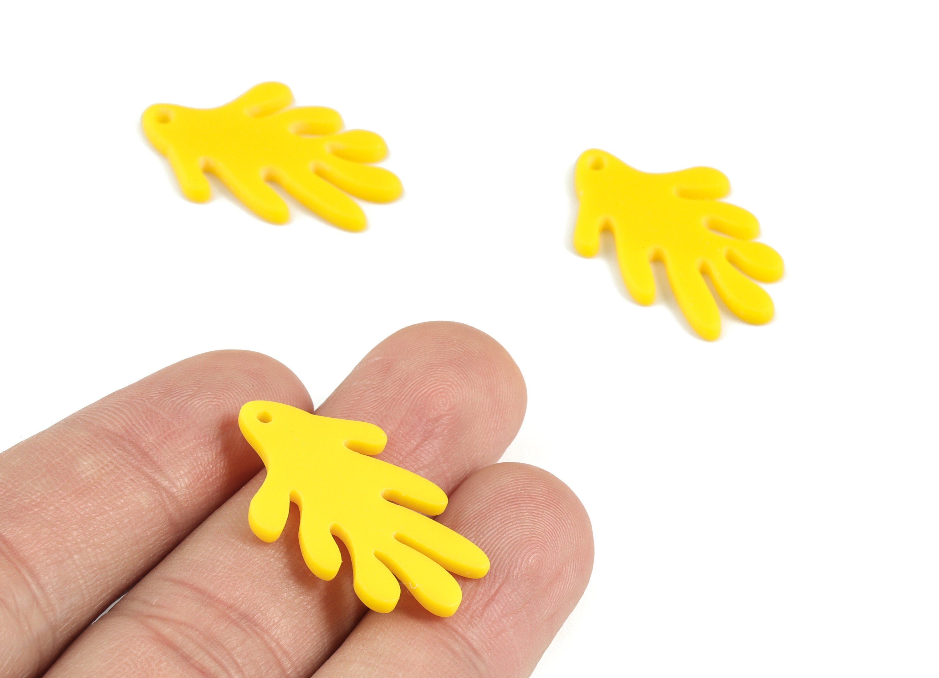 Acrylic Yellow Leaf Earring Charms - Acrylic Leaf Earrings - Jewelry Supplies - Color Code:A499 - 29.71x18.37x1.89mm - AC2117-A499 - DOMEDBAZAAR