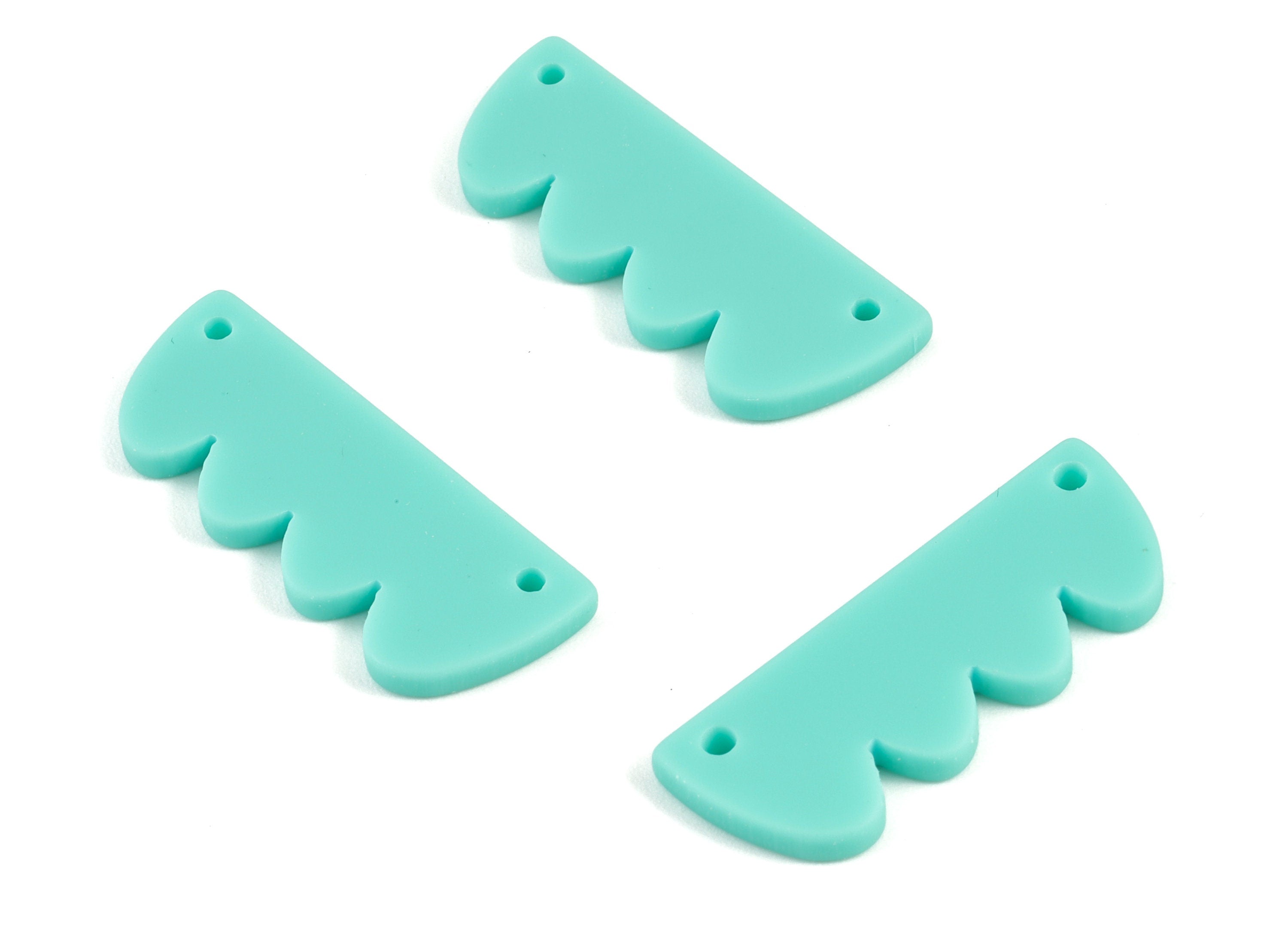 Acrylic Zig Zag Earring Connector - Green Acrylic Zig Zag Charms - Jewelry Supplies - Color Code:A467 - 30.06x11.59x2.15mm - AC2112-A467 - DOMEDBAZAAR