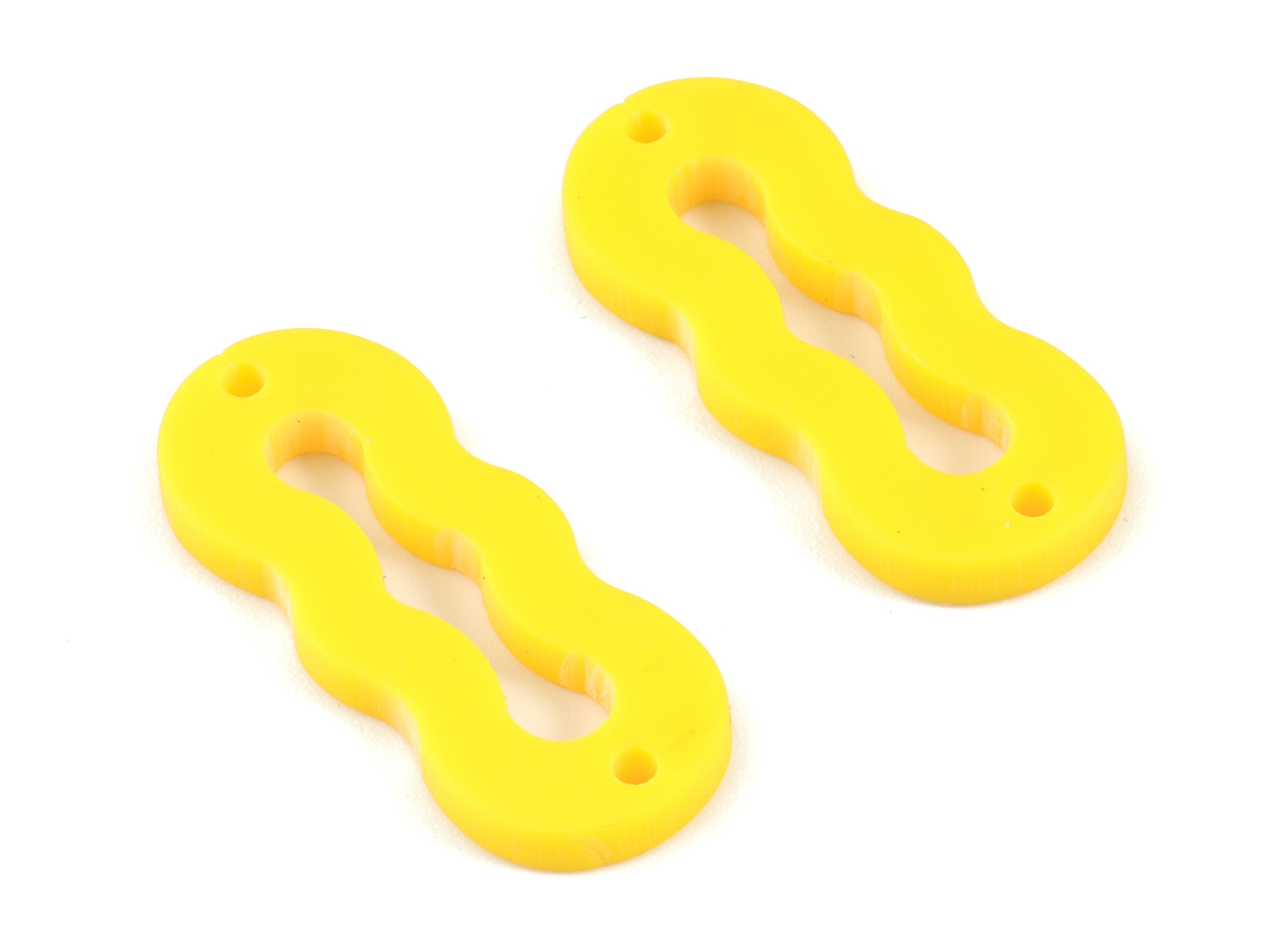Acrylic Mini Oval Earring Connector - Yellow Acrylic Oval Earring Charms - Jewelry Supplies - Color Code:A499 - 29.7x12.36x2mm - AC2122-A499 - DOMEDBAZAAR