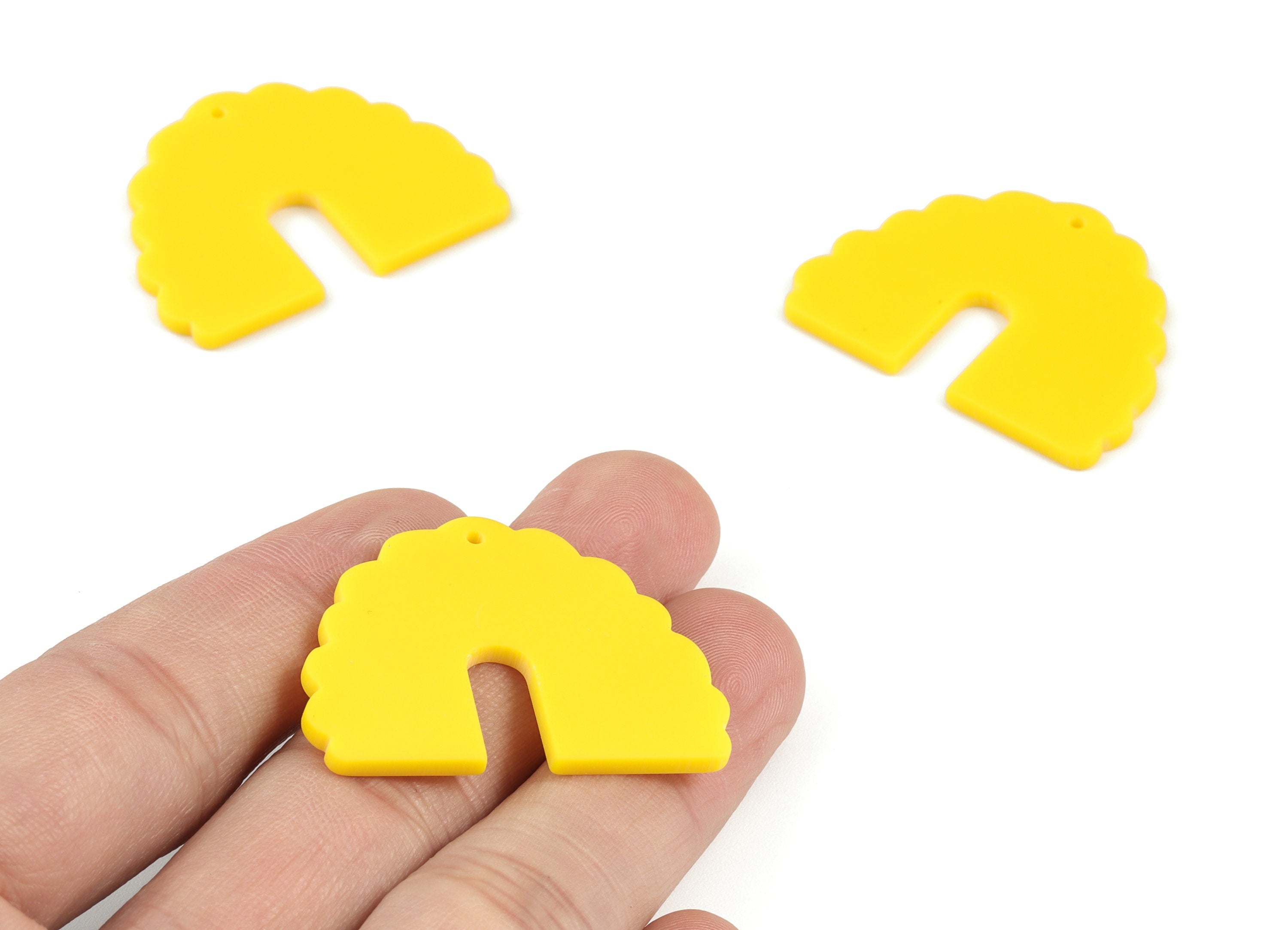 Acrylic Yellow Half Moon Earring Charms - Acrylic Domed Charms - Jewelry Supplies - Color Code:A499 - 29.64x37.69x2.16mm - AC2103-A499 - DOMEDBAZAAR