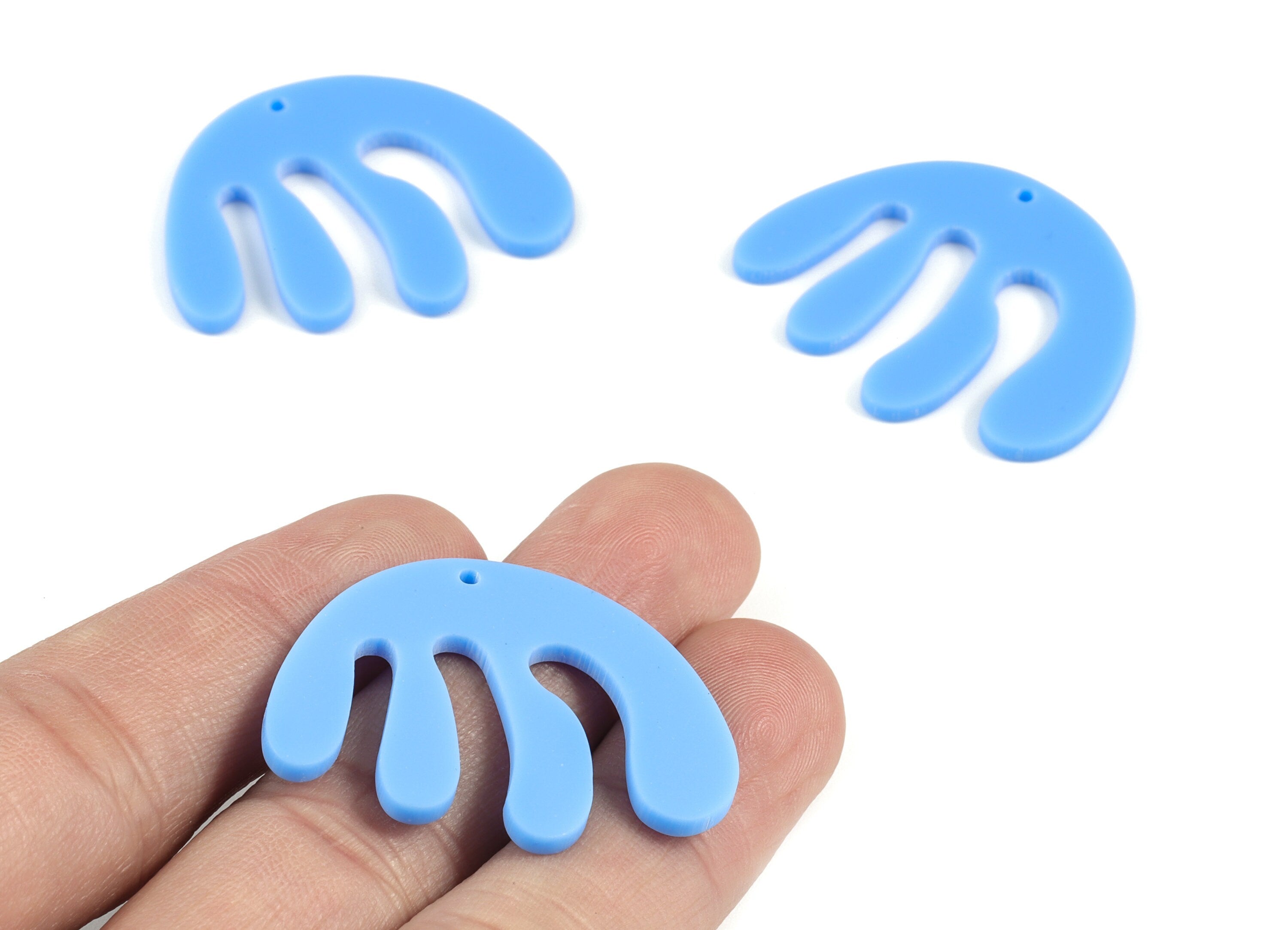 Acrylic Blue Jellyfish Earring Charms - Acrylic Jellyfish Pendant - Jewelry Supplies - Color Code:A521 - 29.53x36.25x2.07mm - AC2111-A521 - DOMEDBAZAAR