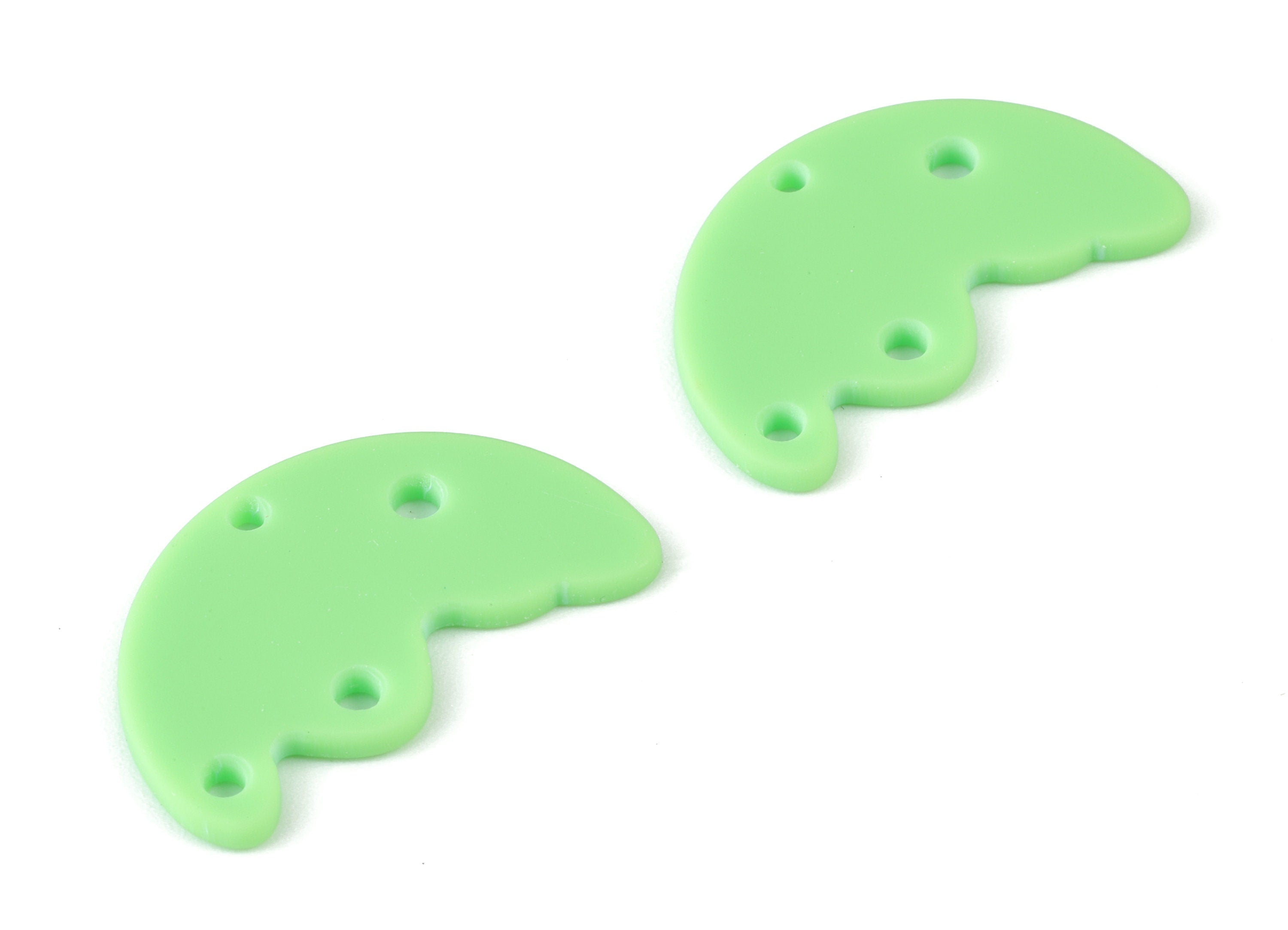 Acrylic Green Semicircle Earring Connector - 4 Holes - Acrylic Half Moon Earring Charms - Color Code:A469 - 29.66x17.7x2.94mm - AC2118-A469 - DOMEDBAZAAR