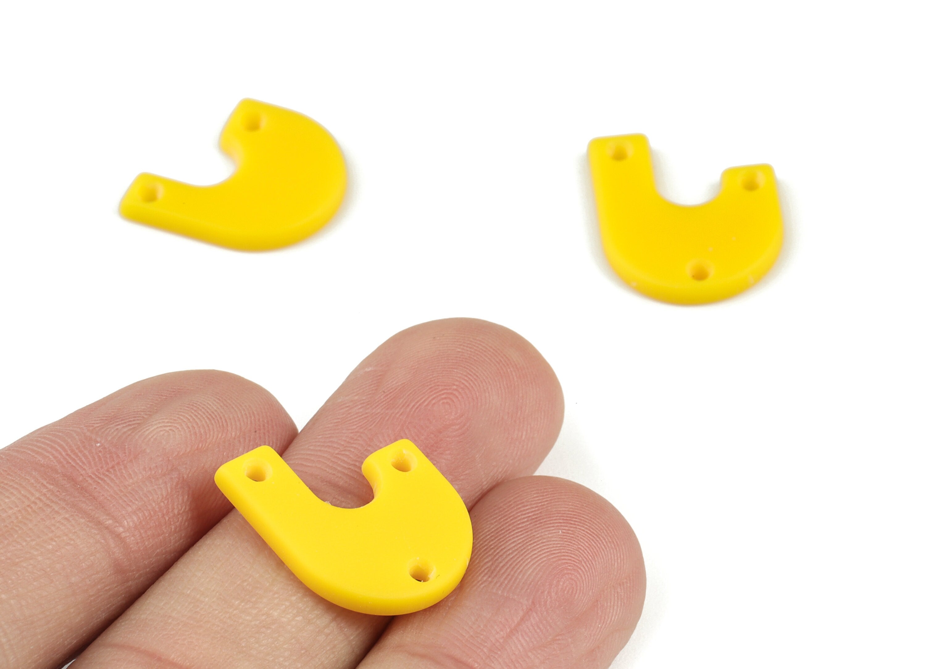 Acrylic U Earring Connector - Yellow Acrylic U 3 Holes Earring Charms - Jewelry Supplies - Color Code:A499 - 18.7x15.24x2.05mm - AC2107-A499 - DOMEDBAZAAR