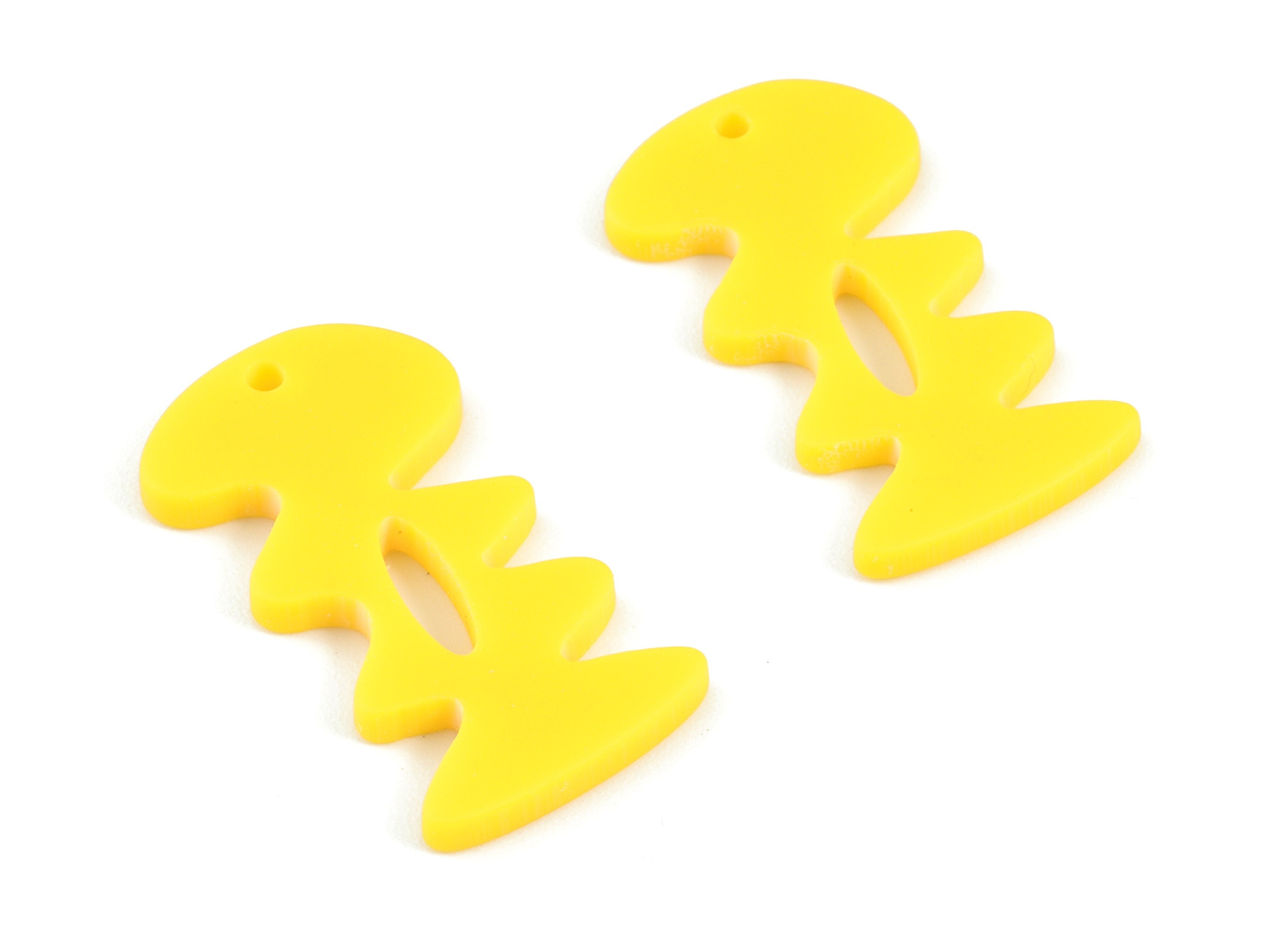 Acrylic Yellow Fishbone Earring Charms - Acrylic Mini Earrings - Jewelry Supplies - Color Code:A499 - 29.48x16.41x2.3mm - AC2128-A499 - DOMEDBAZAAR