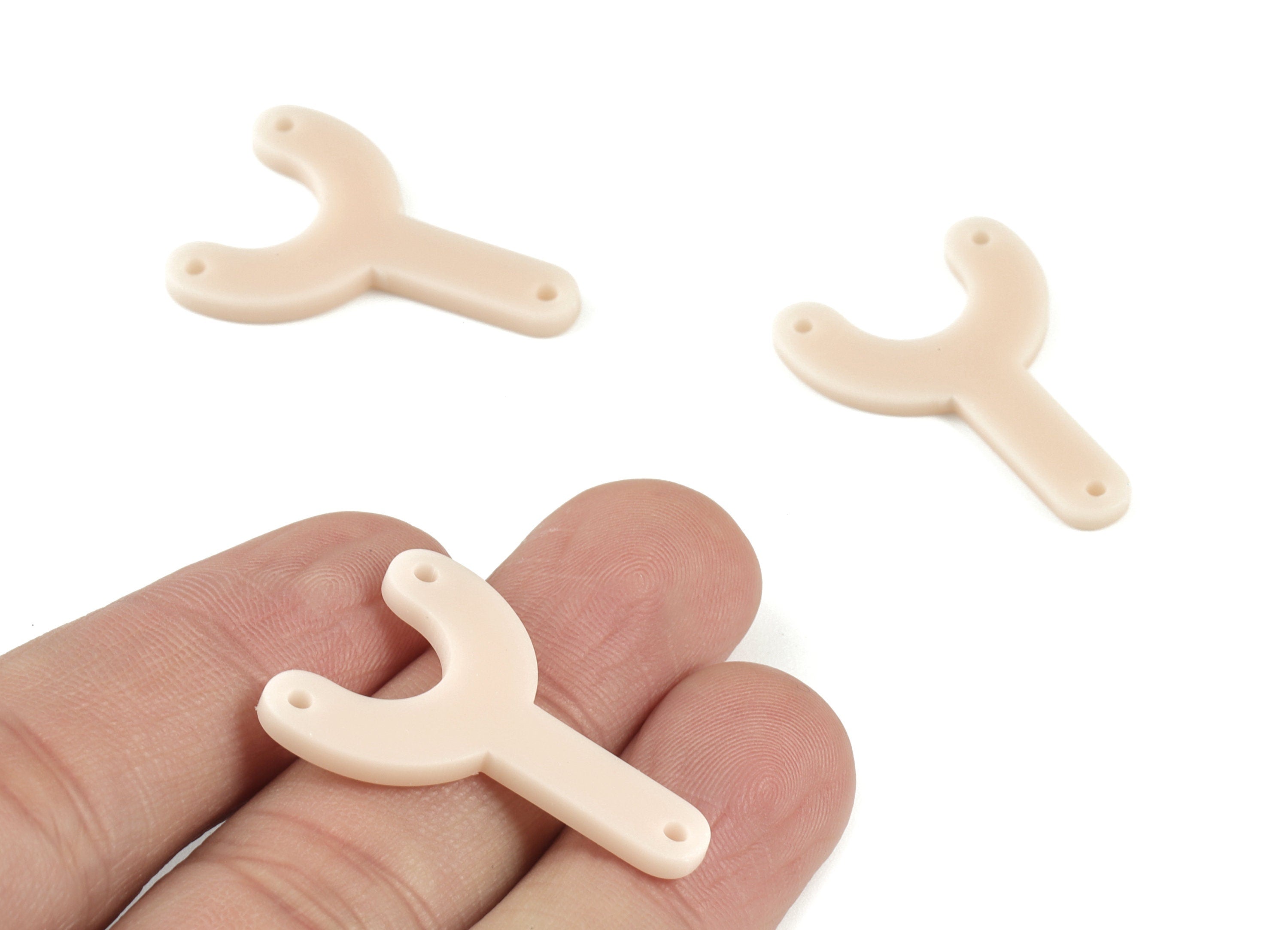 Acrylic Y Earring Connector - Cream Acrylic Y Earring Charms - Jewelry Supplies - Color Code:A523 - 30.83x22.11x1.87mm - AC2110-A523 - DOMEDBAZAAR