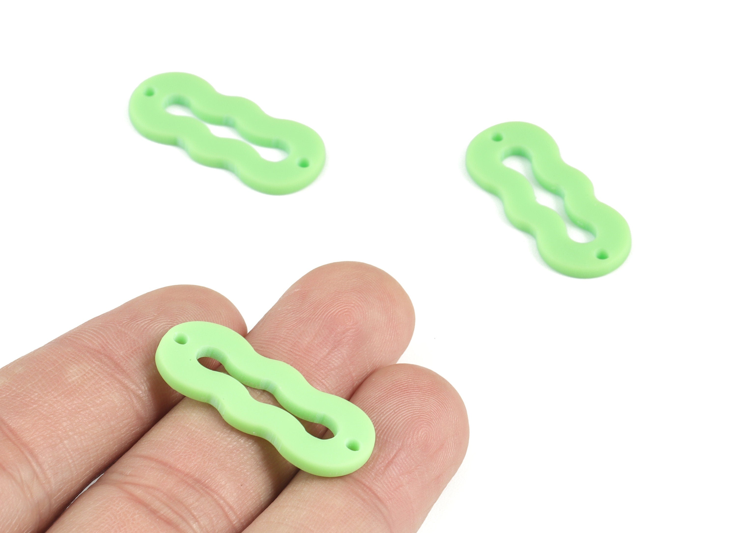 Acrylic Mini Oval Earring Connector - Green Acrylic Oval Charms - Jewelry Supplies - Color Code:A469 - 29.74x12.36x2.07mm - AC2122-A469 - DOMEDBAZAAR